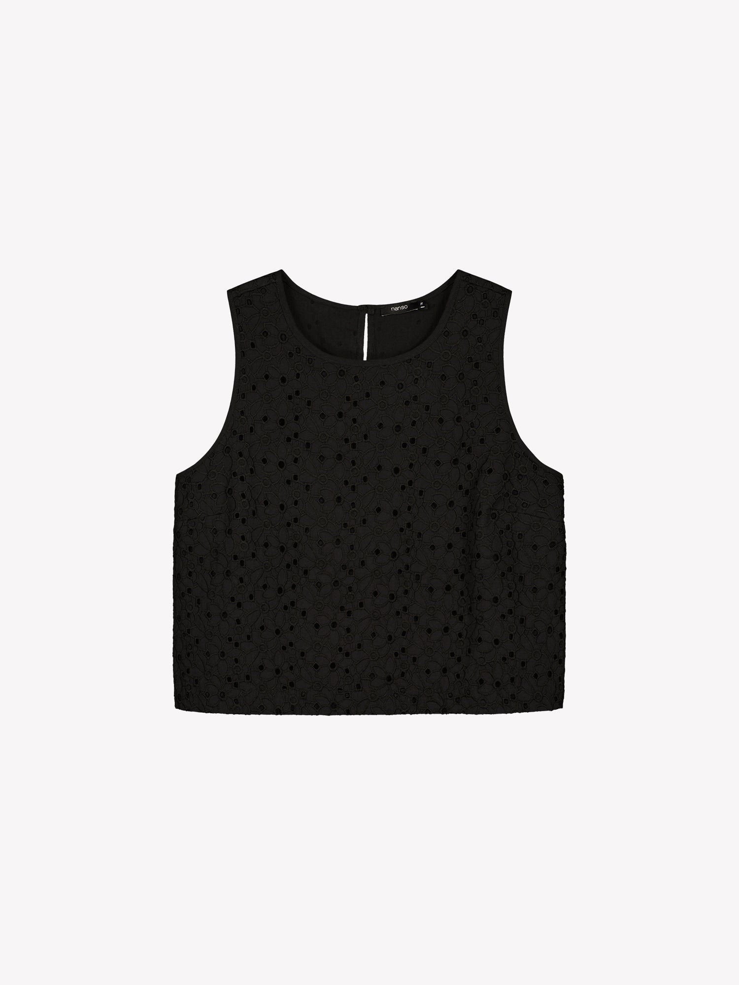 Nanso women's lovely NUPPU Blouse in black features delicate embroidery.