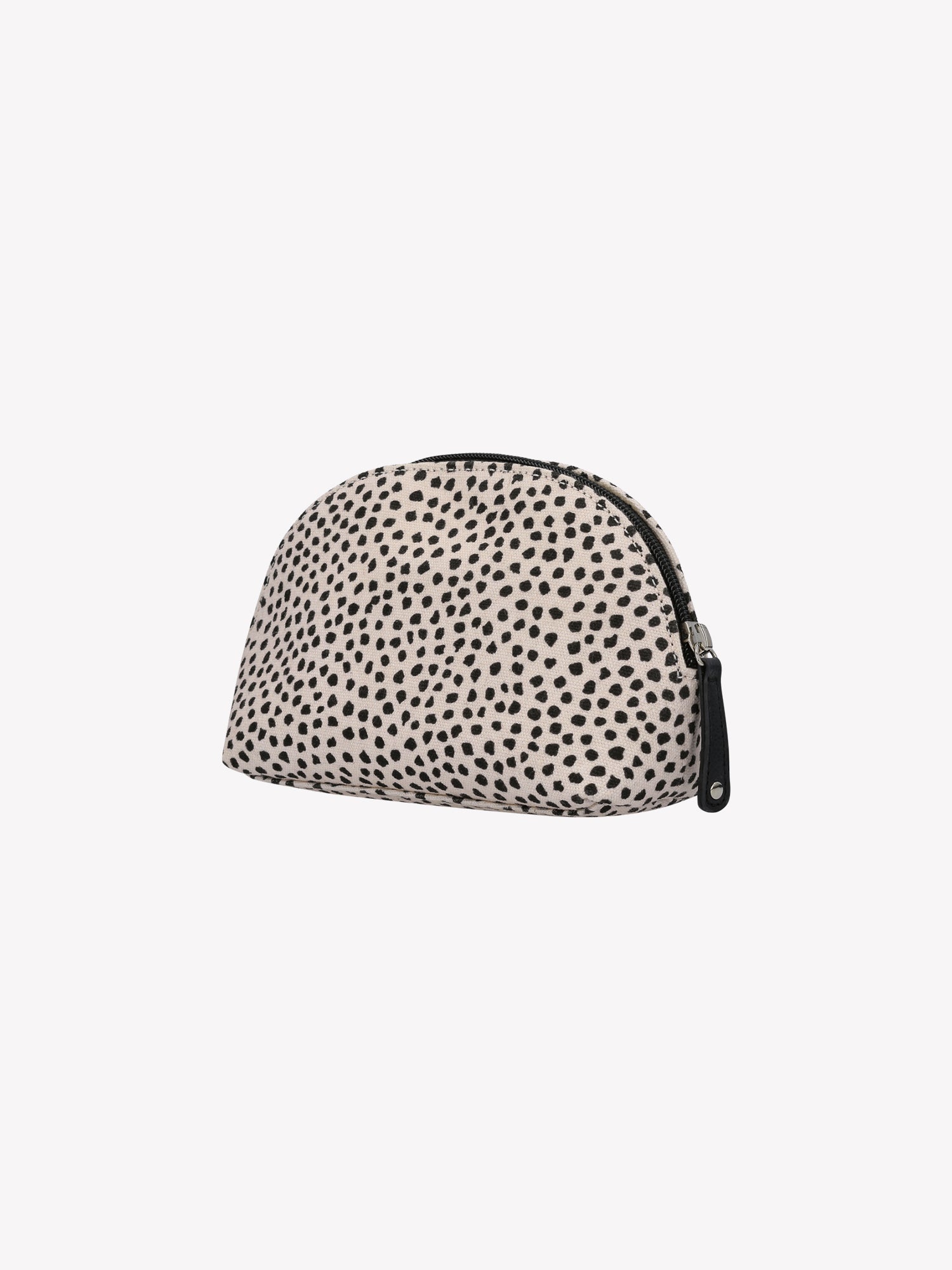 Nanso's beige Muru mini cosmetics bag features a charming delicate polka dot pattern, back