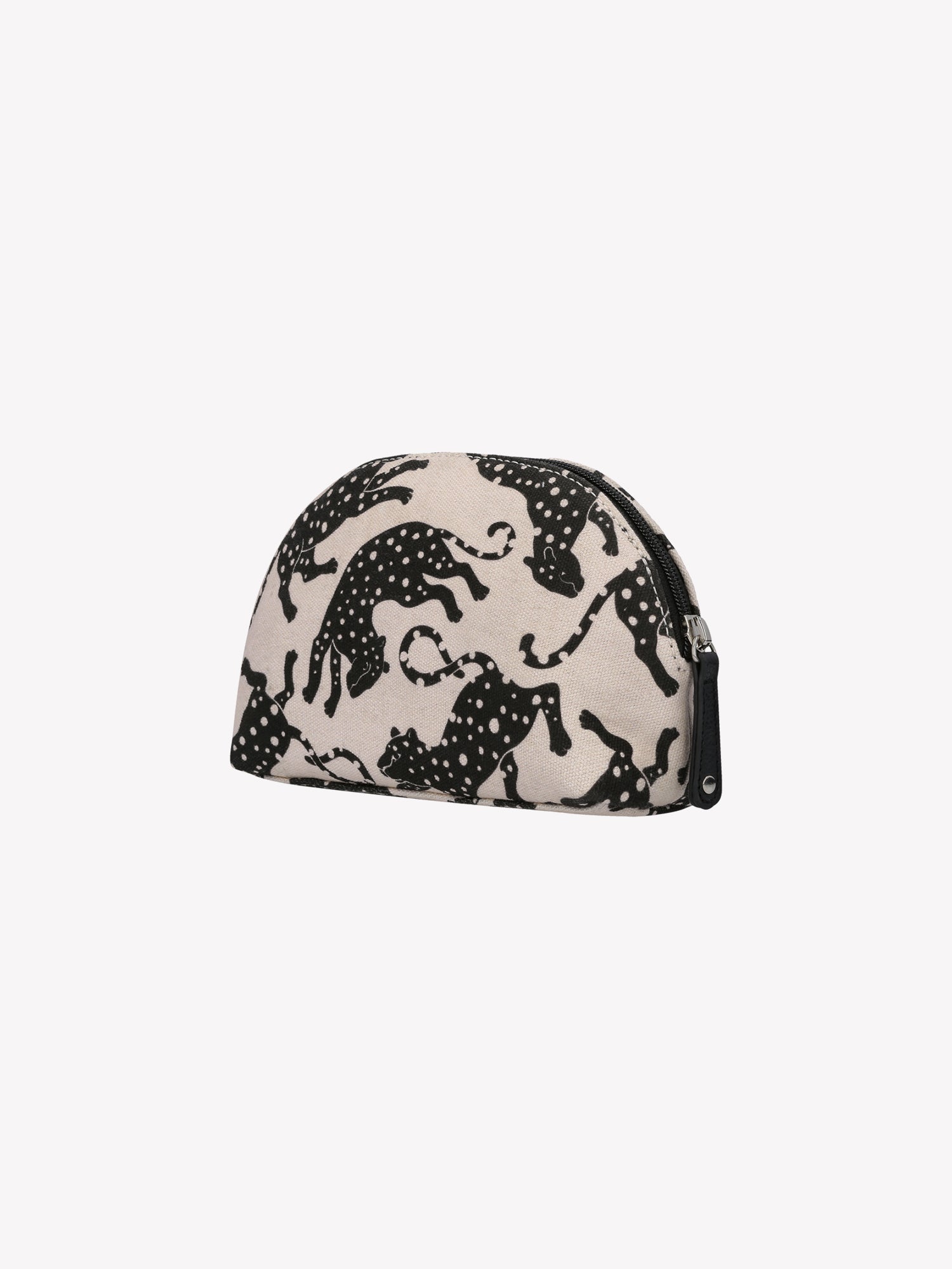 Nanso's beige Leonora mini cosmetics bag features a lively leopard print and a compact size, back