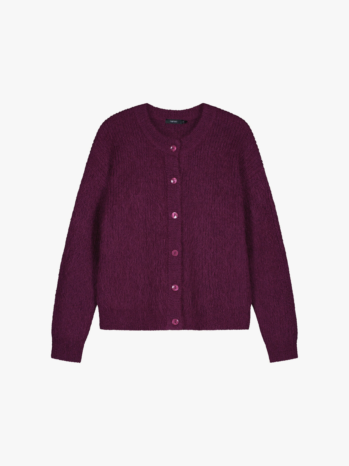 Nanso women's wonderfully warm and luxurious Sumi cardigan enchants with its vibrant violet hue and beautifully fluffy texture, product picture