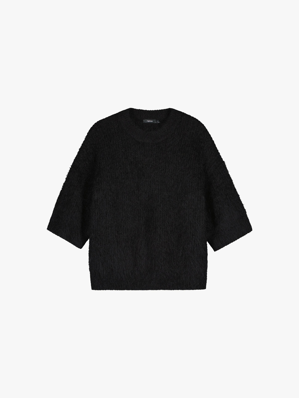 Nanso women's wonderfully warm and luxurious Sumi knitted sweater in classic black and beautifully fluffy texture. Product picture