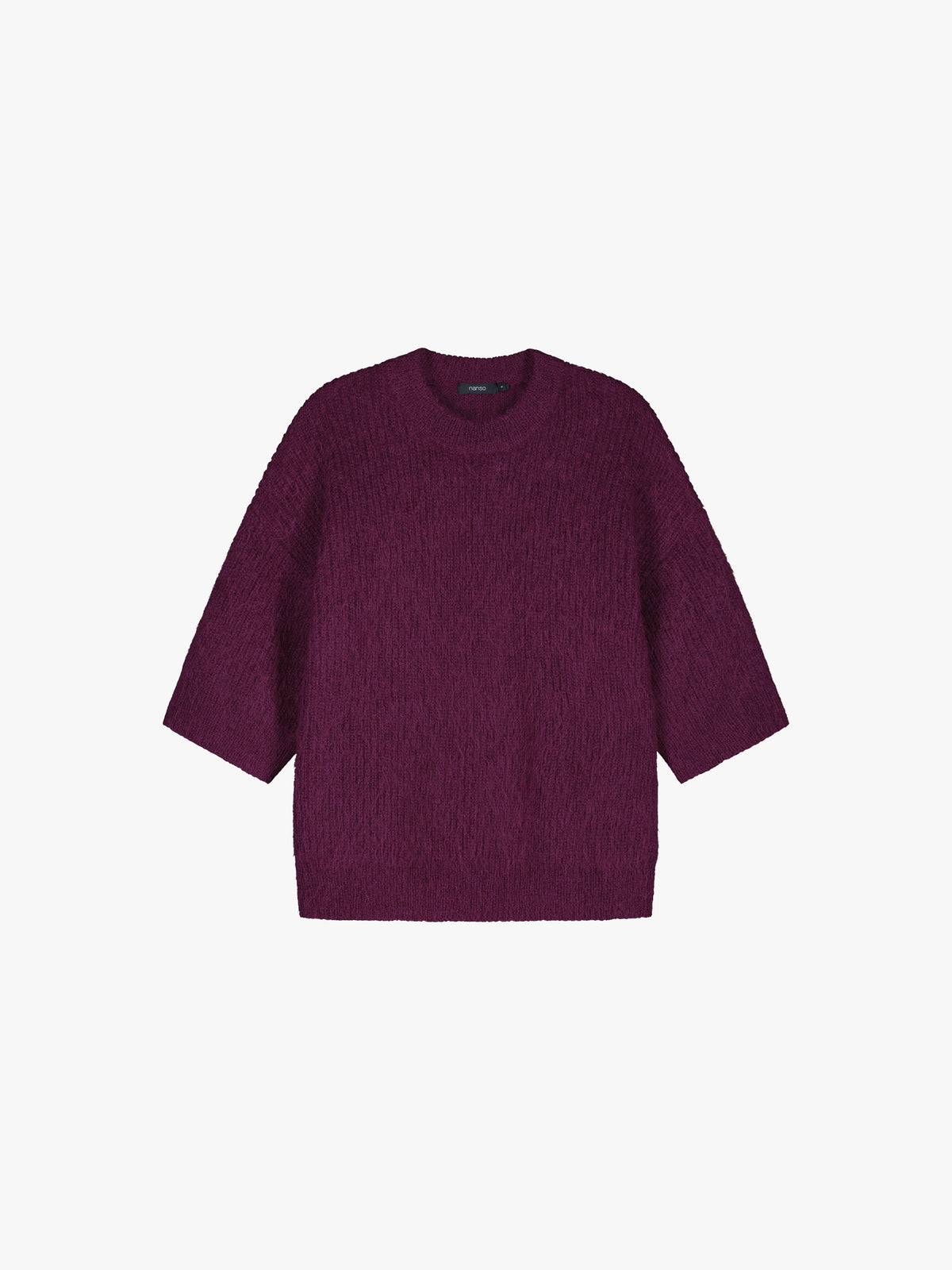 Nanso women's wonderfully warm and luxurious Sumi knitted sweater in vibrant violet and beautifully fluffy texture, product picture