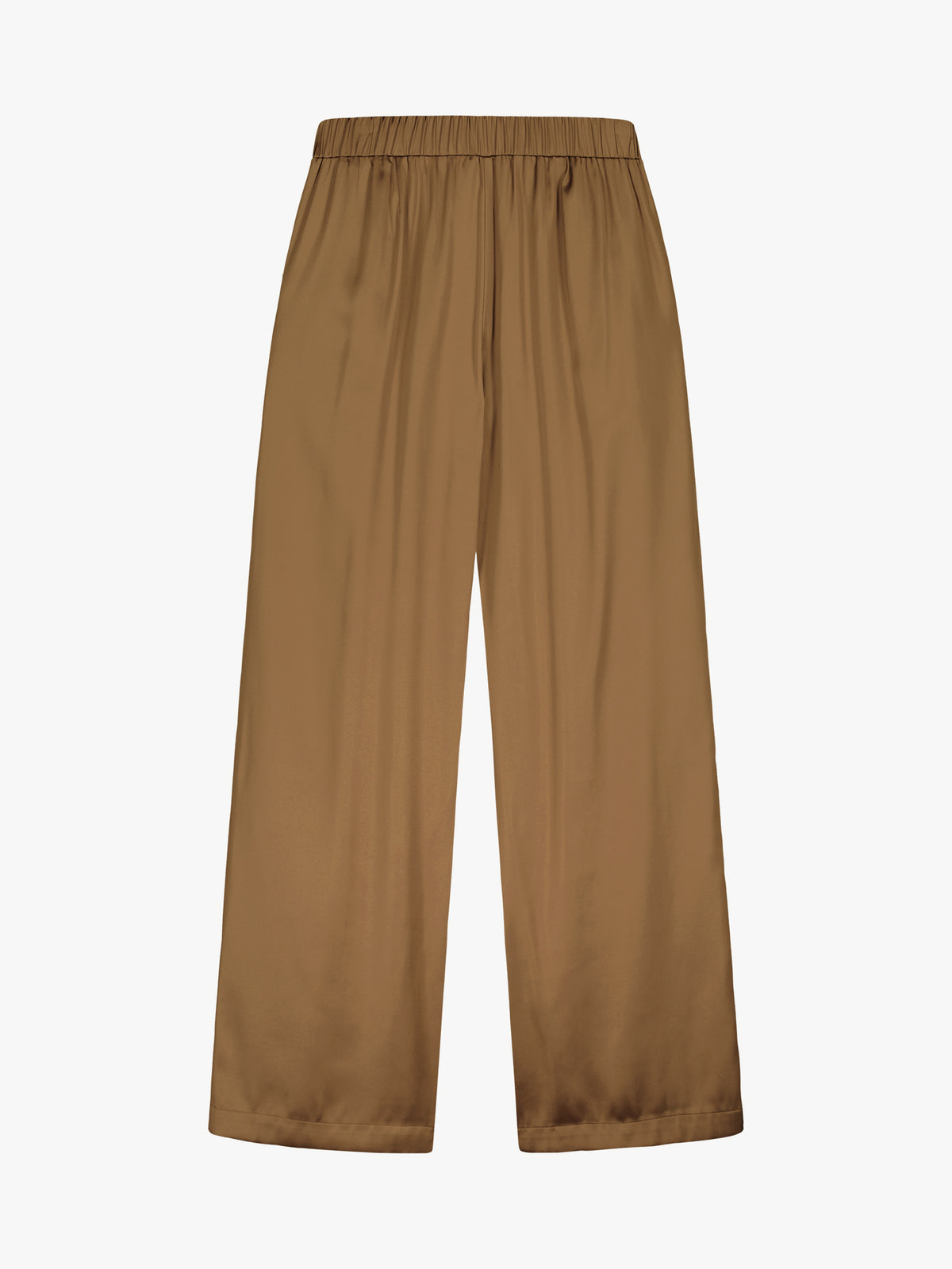 Nanso women's elegant Silva satin trousers captivate with their rich brown shade and beautifully flowing satin fabric. Product picture