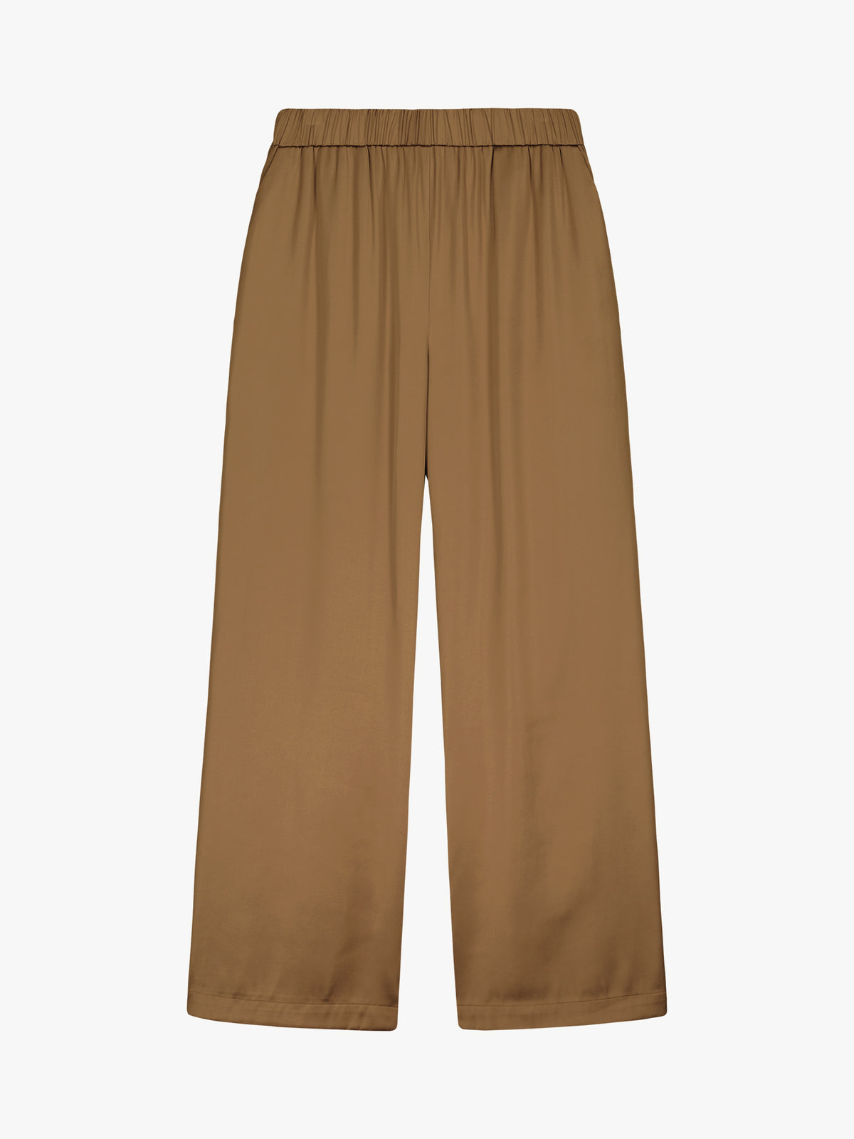 Nanso women's elegant Silva satin trousers captivate with their rich brown shade and beautifully flowing satin fabric. product picture