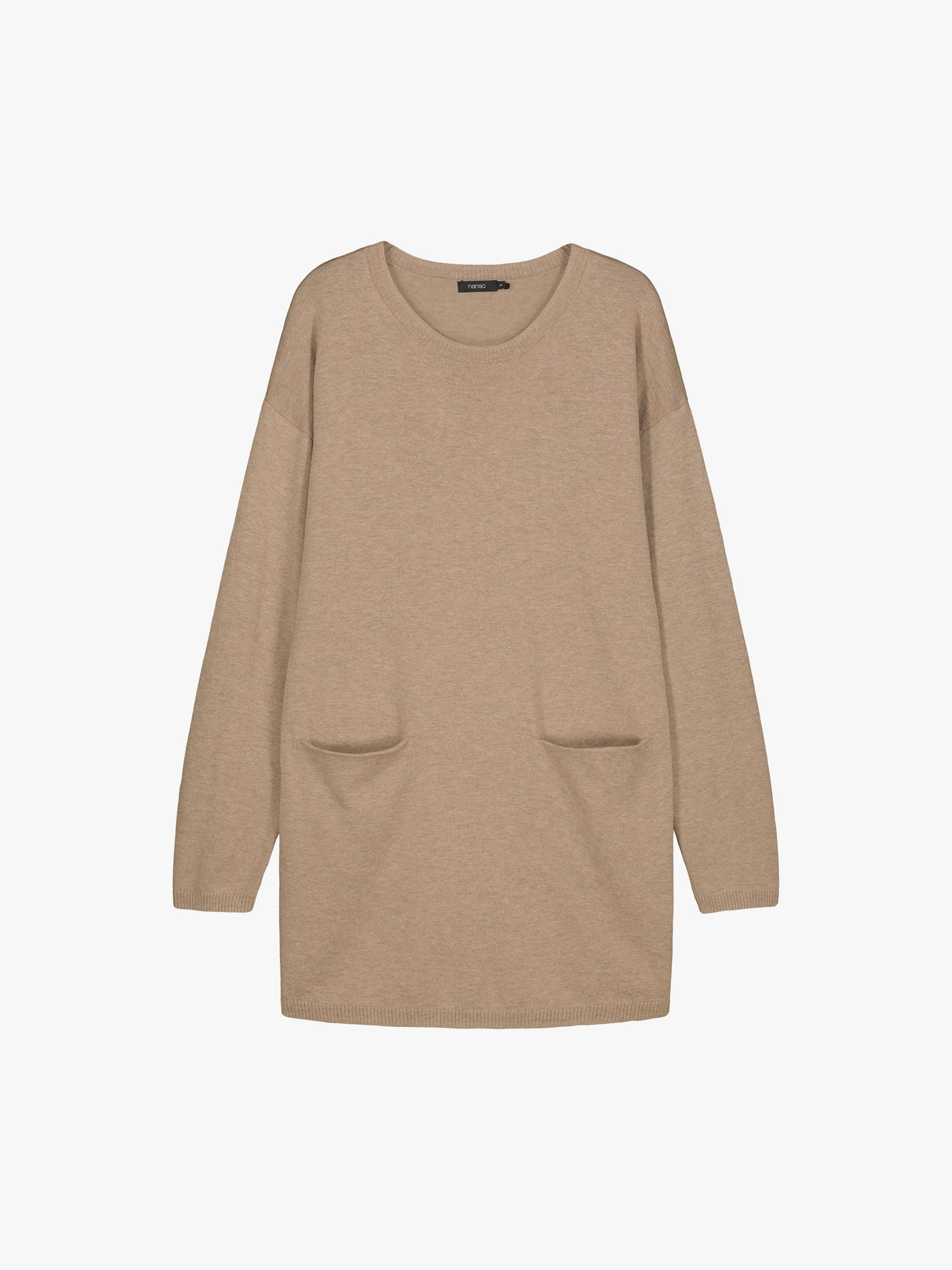 Nanso women's elegantly simple Villis knit tunic in beige in a product picture