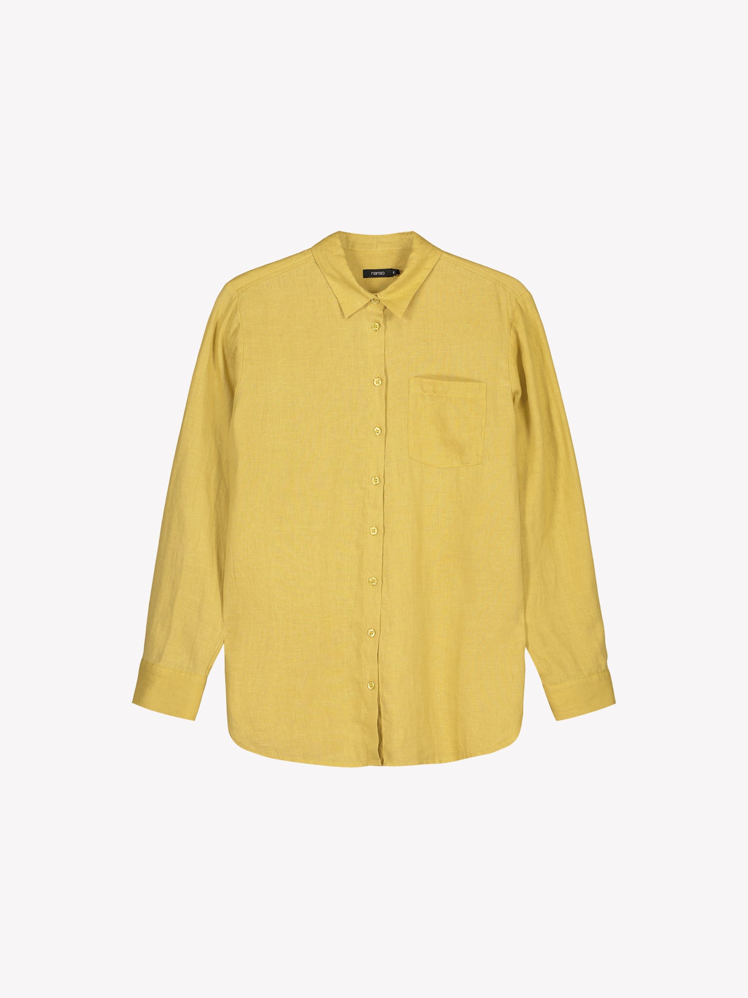 The classic, timeless PELLAVA Linen Shirt in yellow ina product picture