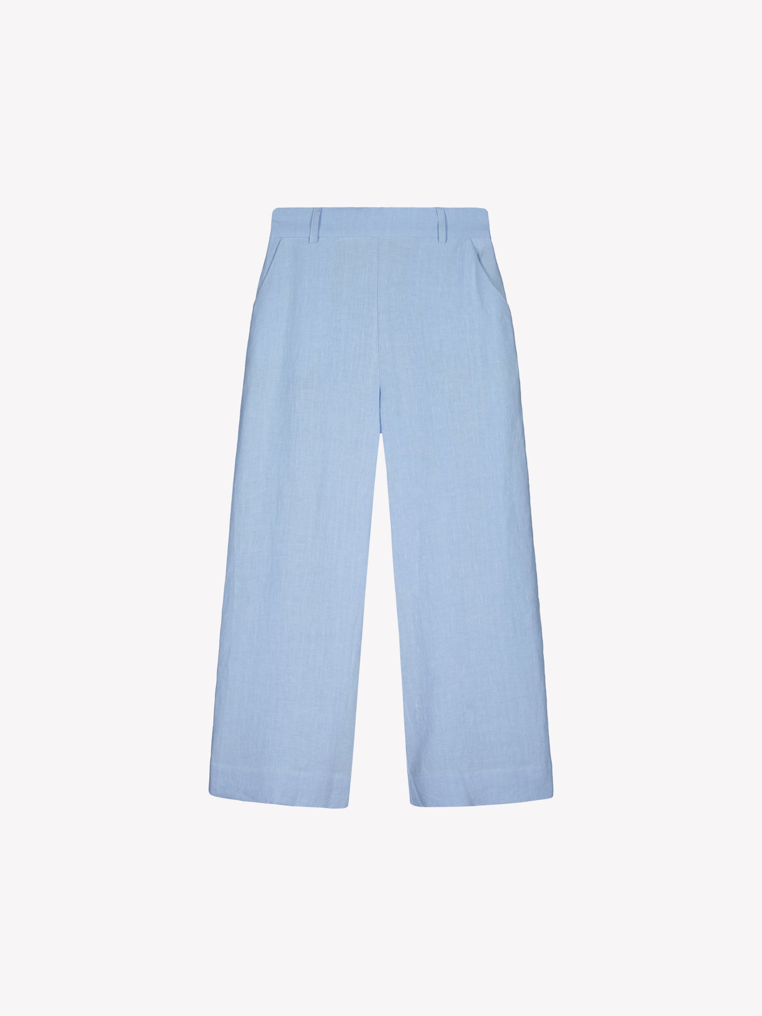 Nanso SAARI linen culottes with elasticated waist and side pockets in a sophisticated light blue shade in a product picture