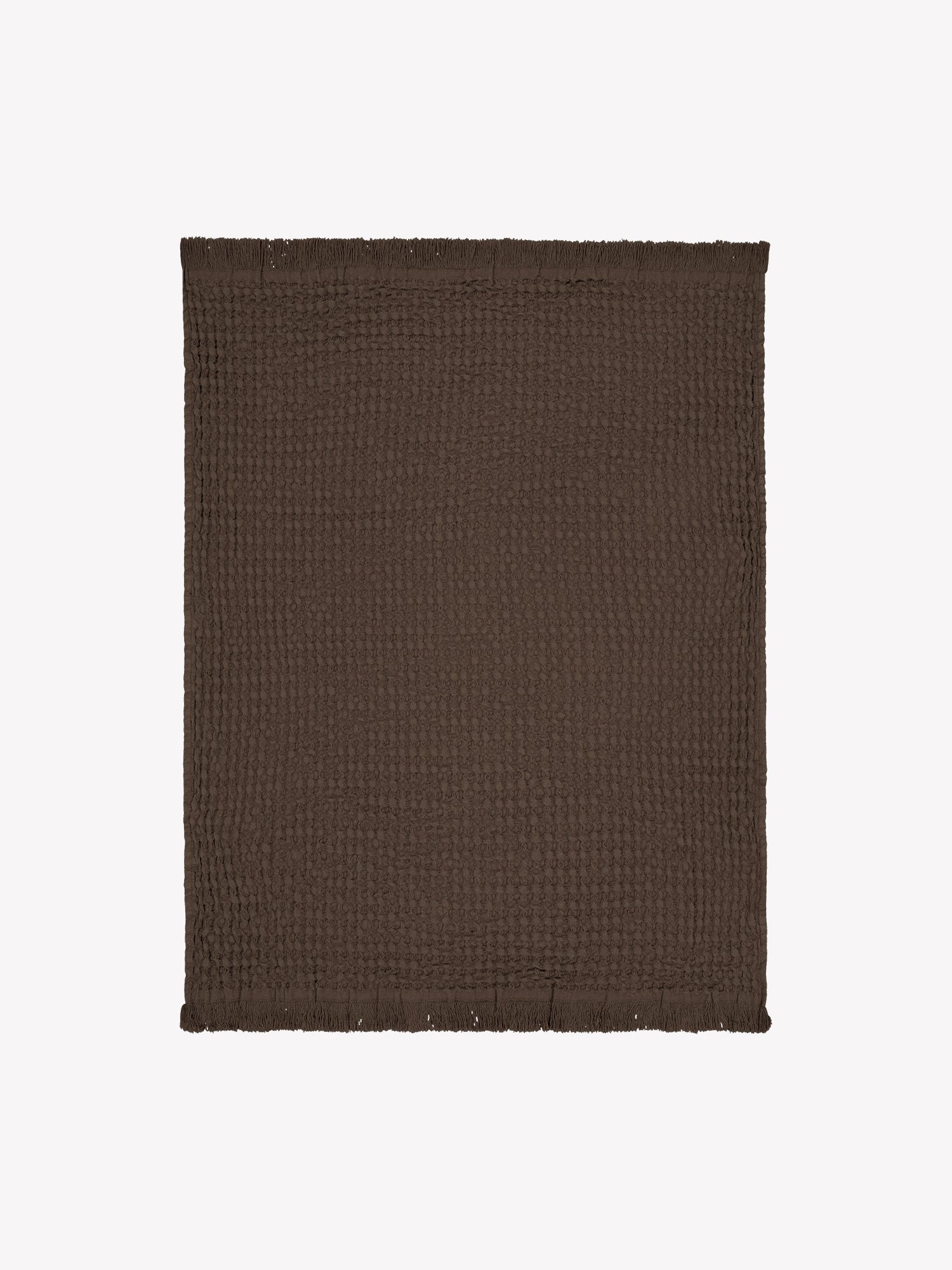 Vohveli hand towel in beautiful brown offers a perfect blend of the nostalgic waffle fabric and modern design, product picture