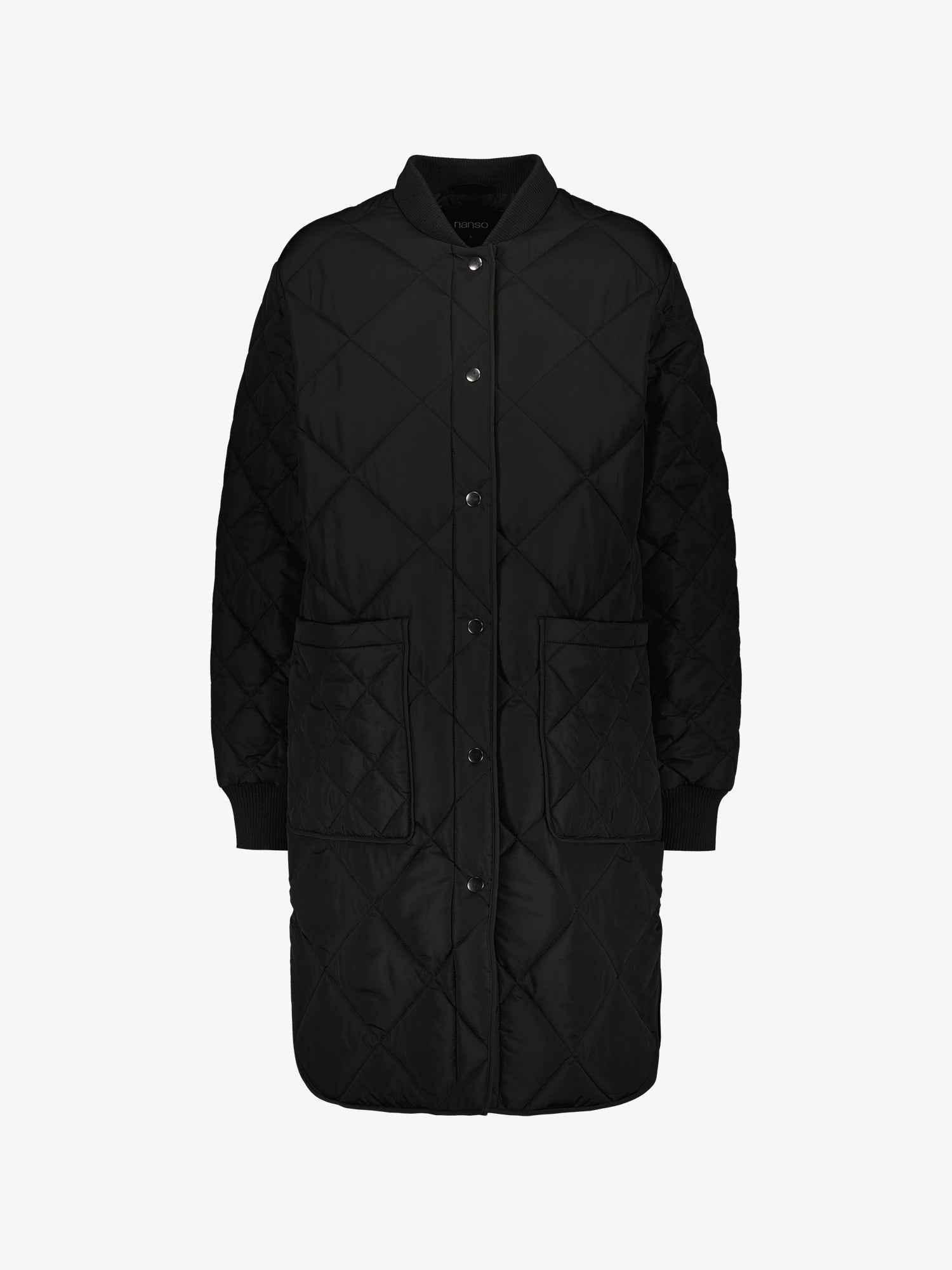Nanso women's casual black Midi quilted coat in a product picture