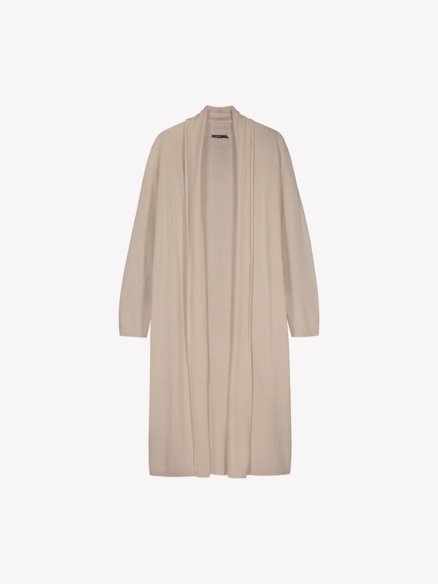 Nanso women's elegant long Karina cardigan in soft and neutral light beige in a product picture