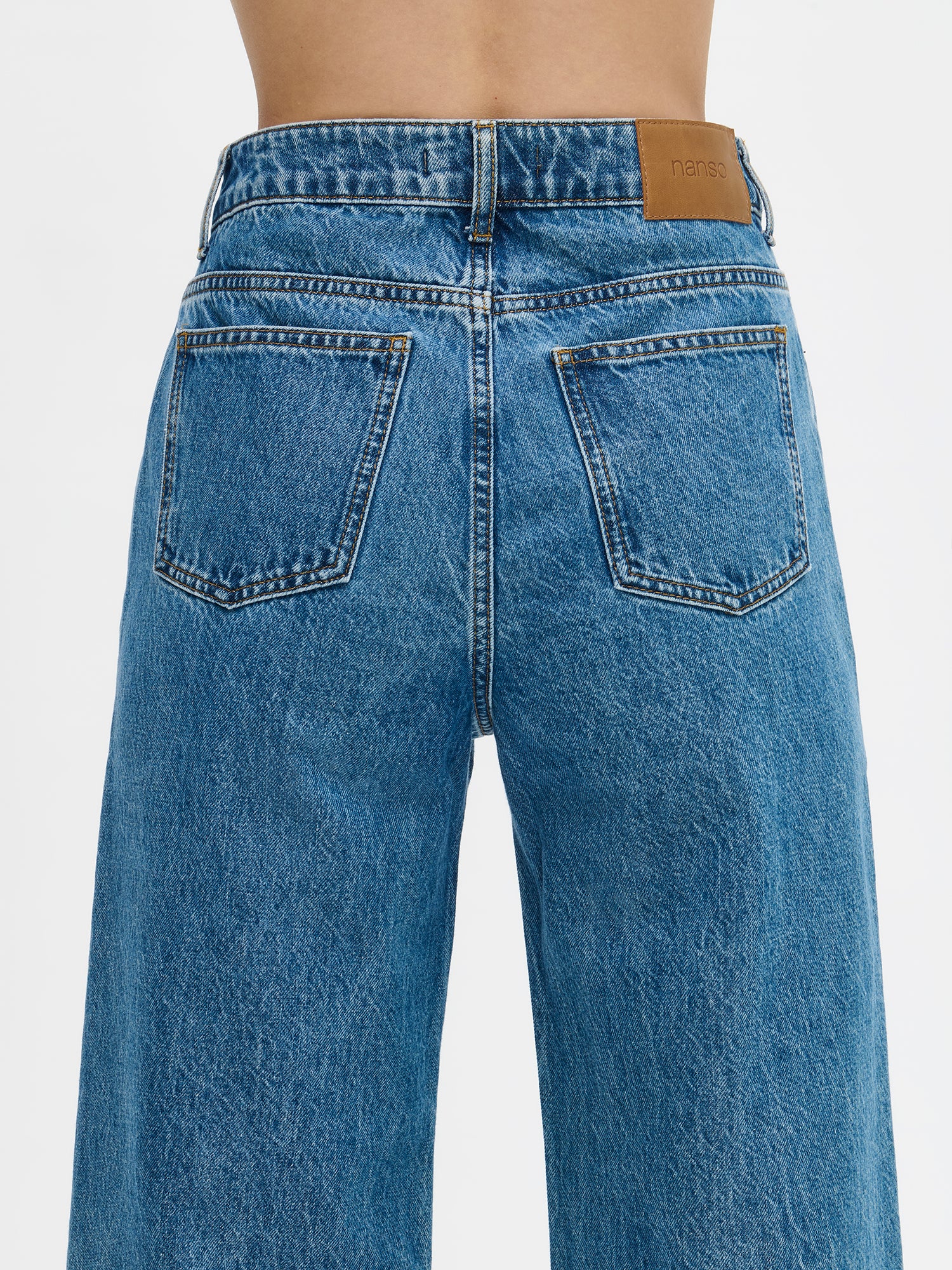 Nanso women's blue Cropped Levee jeans back