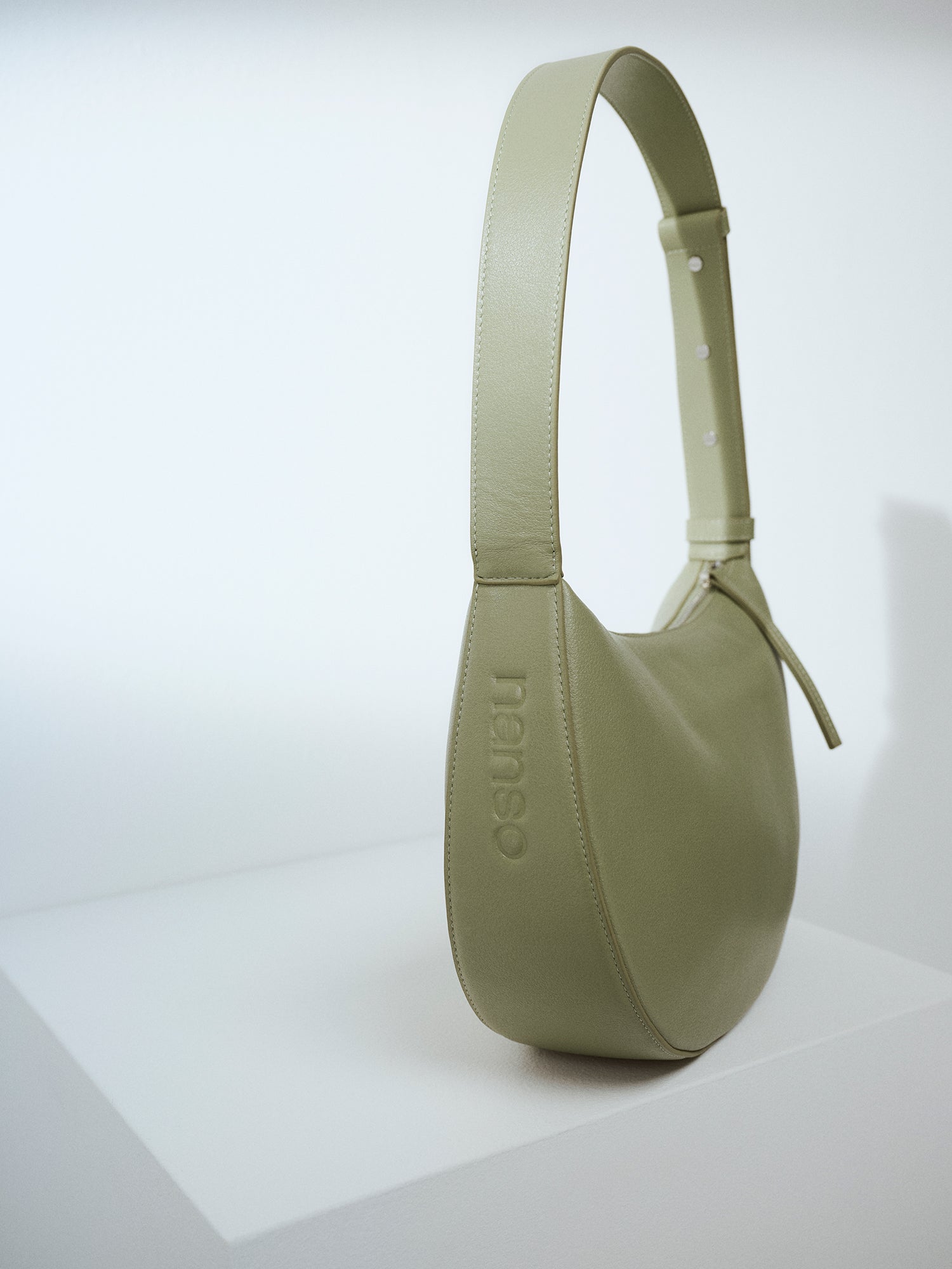 OLKA KUU Half Moon Shaped Leather Shoulder Bag - Light Green | Nanso