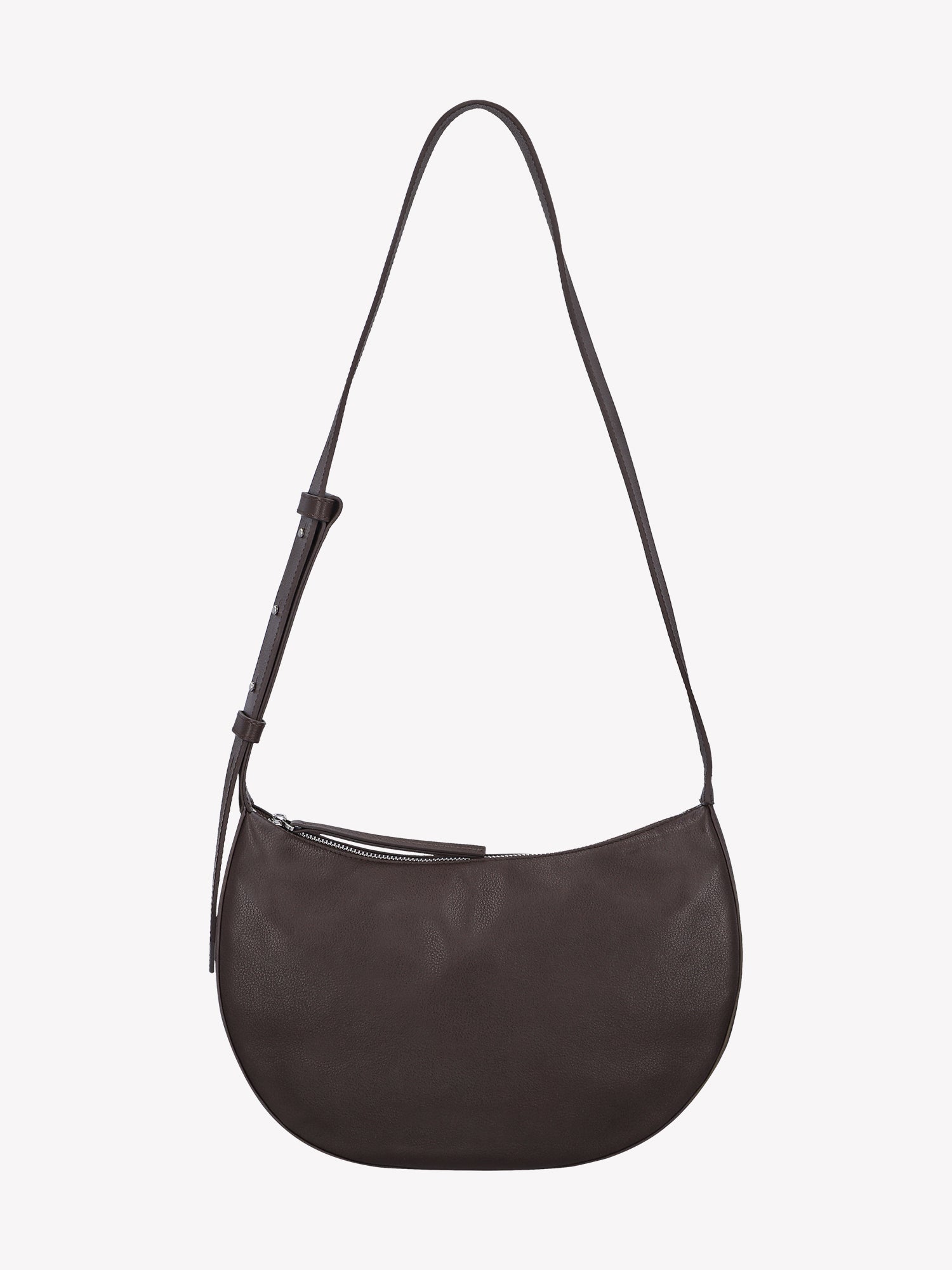 Nanso OLKA KUU - half moon-shaped leather shoulder bag in dark brown
