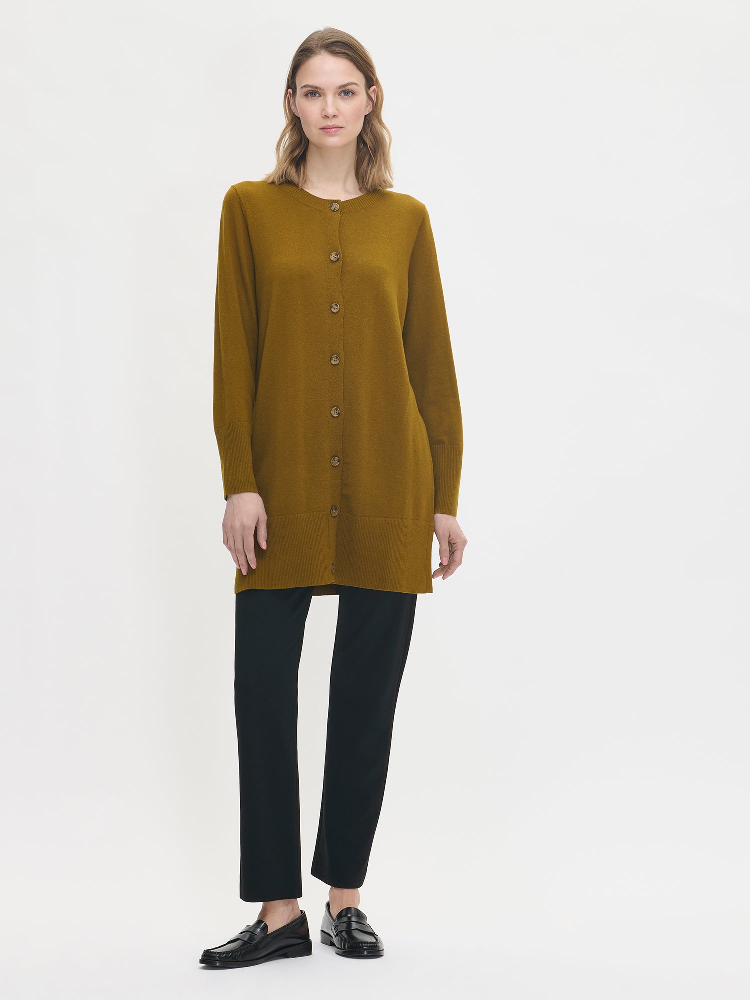 Nanso women's casual brown Villis knit cardigan, front