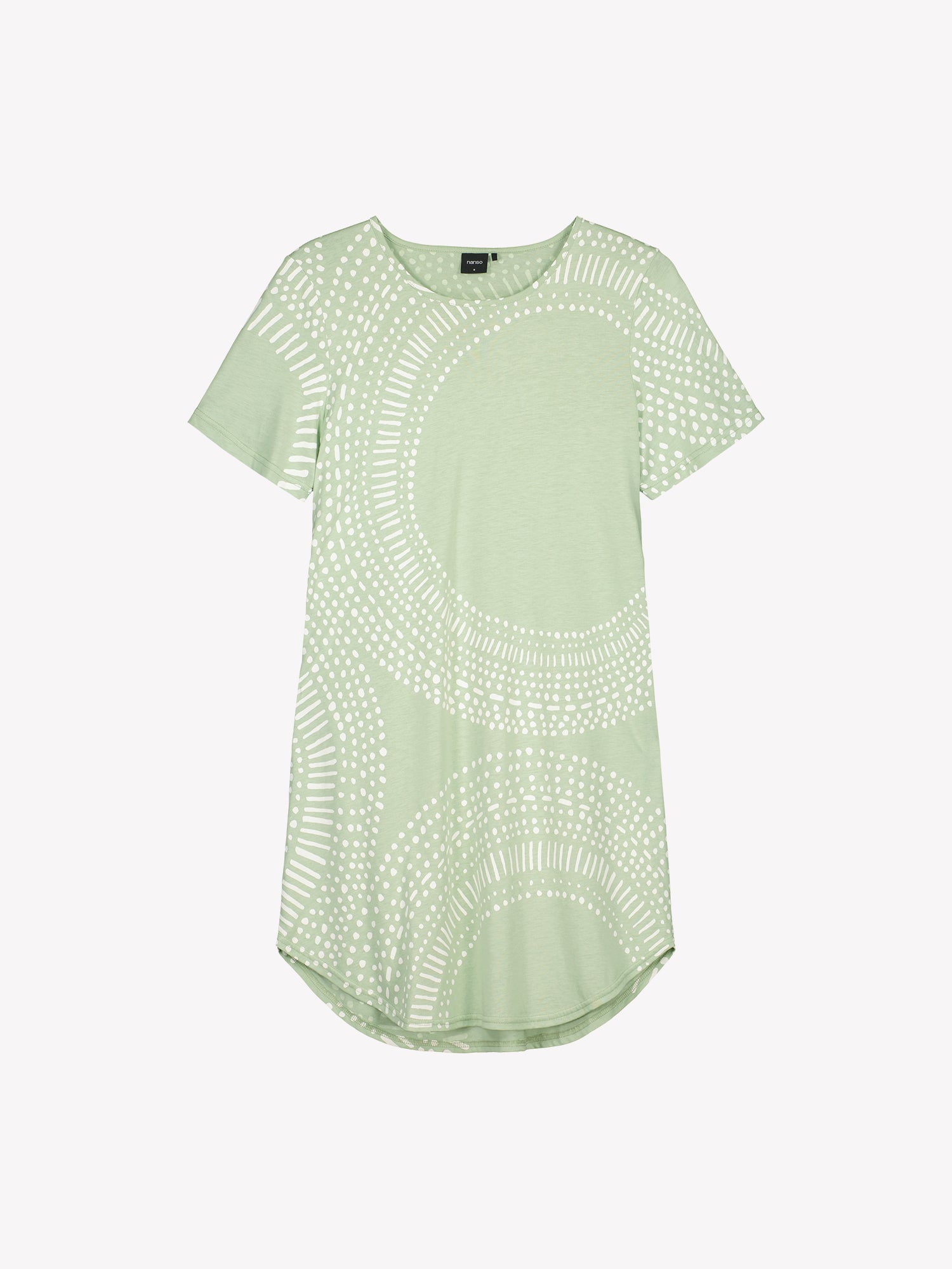 Nanso AURA Short Nightgown in  light green shade and stylish pattern in a product picture