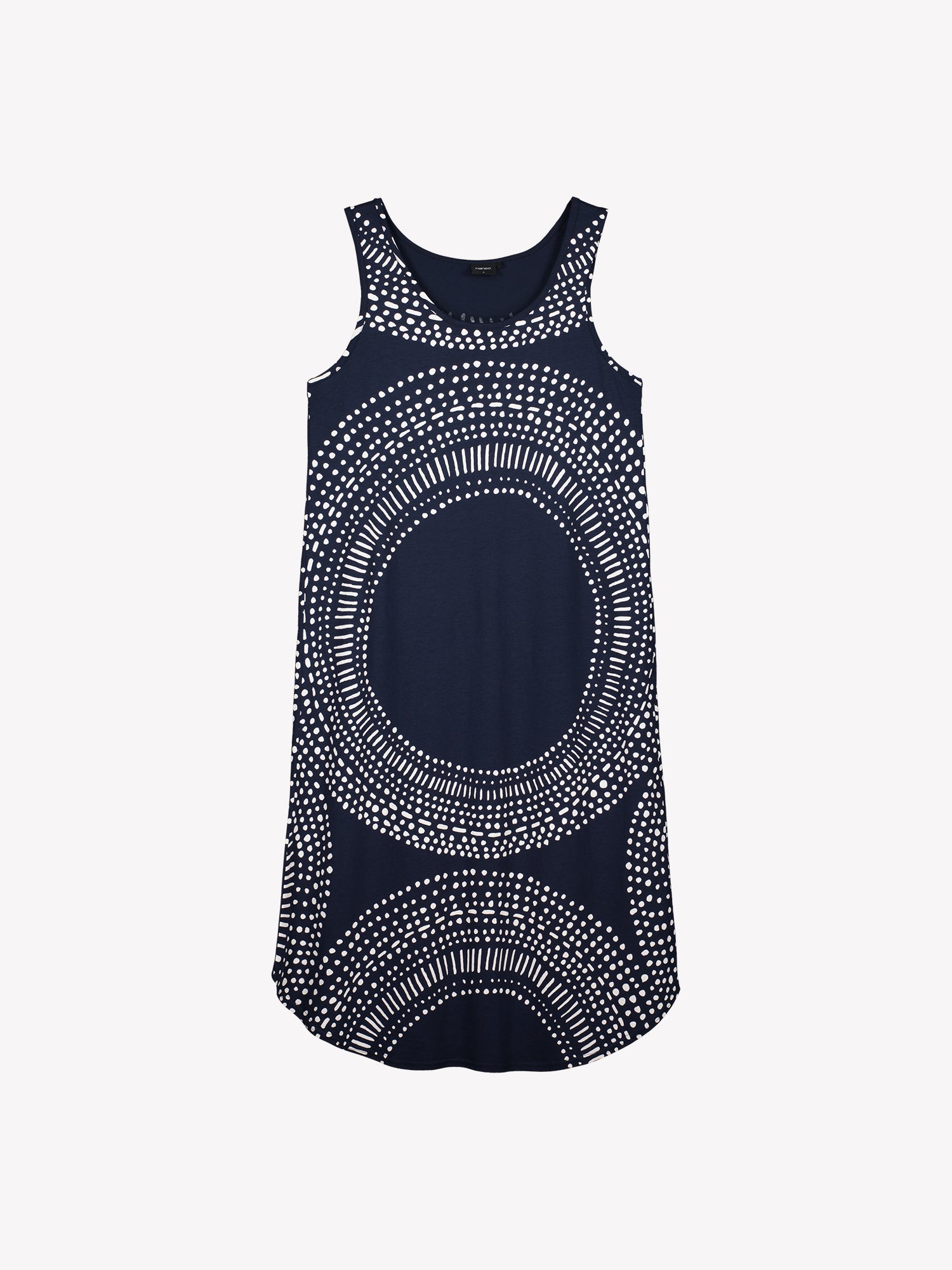 Nanso AURA Long Sleeveless Nightgown in a blue shade and stylish pattern in a product picture.