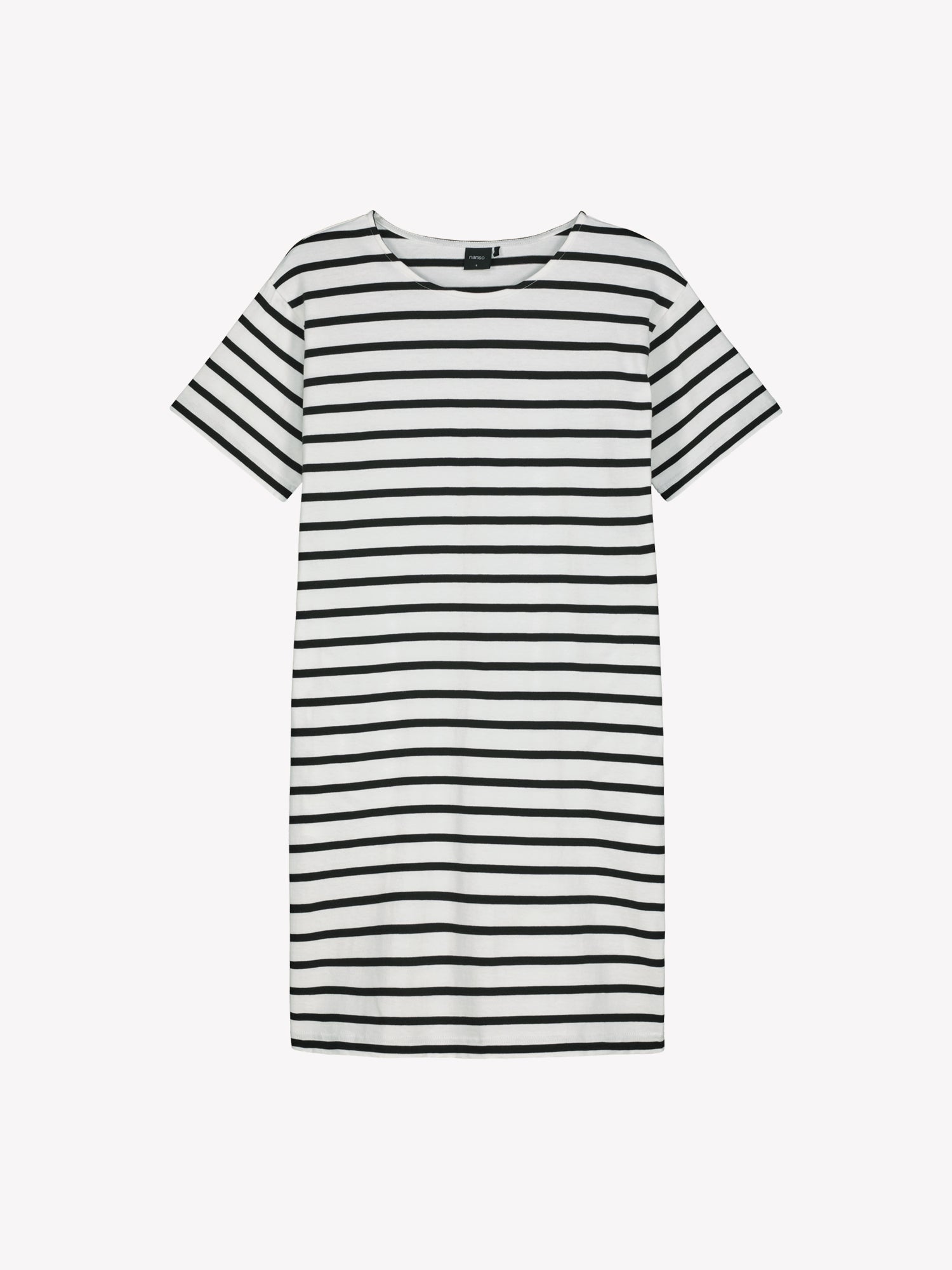 Nanso Breton classic black and white striped T-shirt dress in a product picture