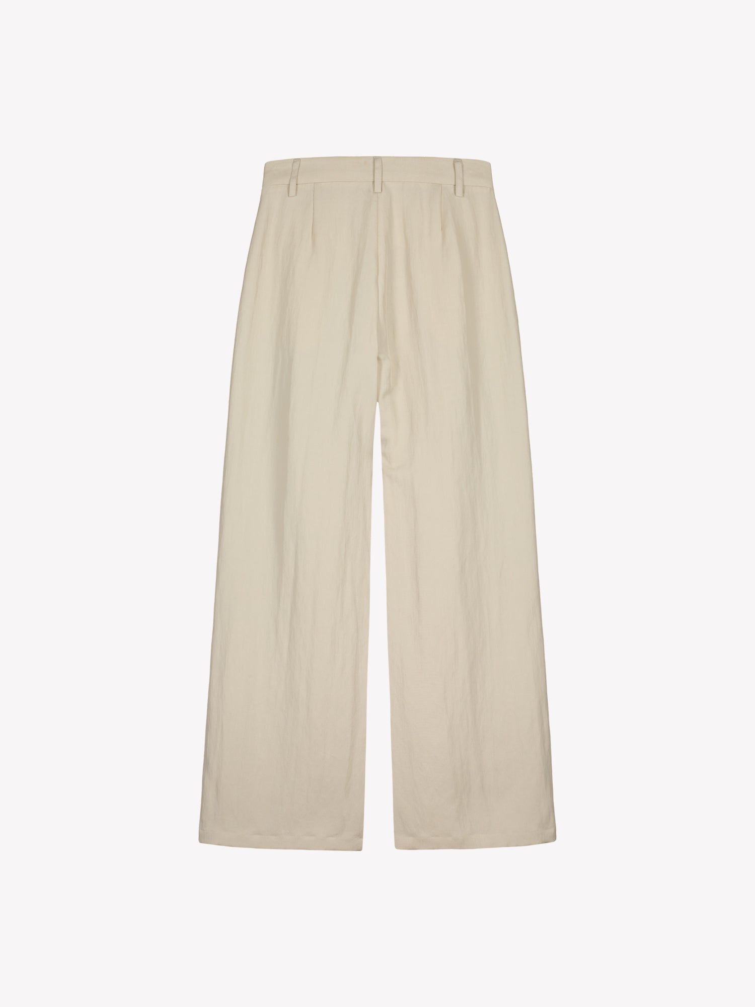 Nanso Nizza trousers in a sophisticated beige shade in a product picture from the backside