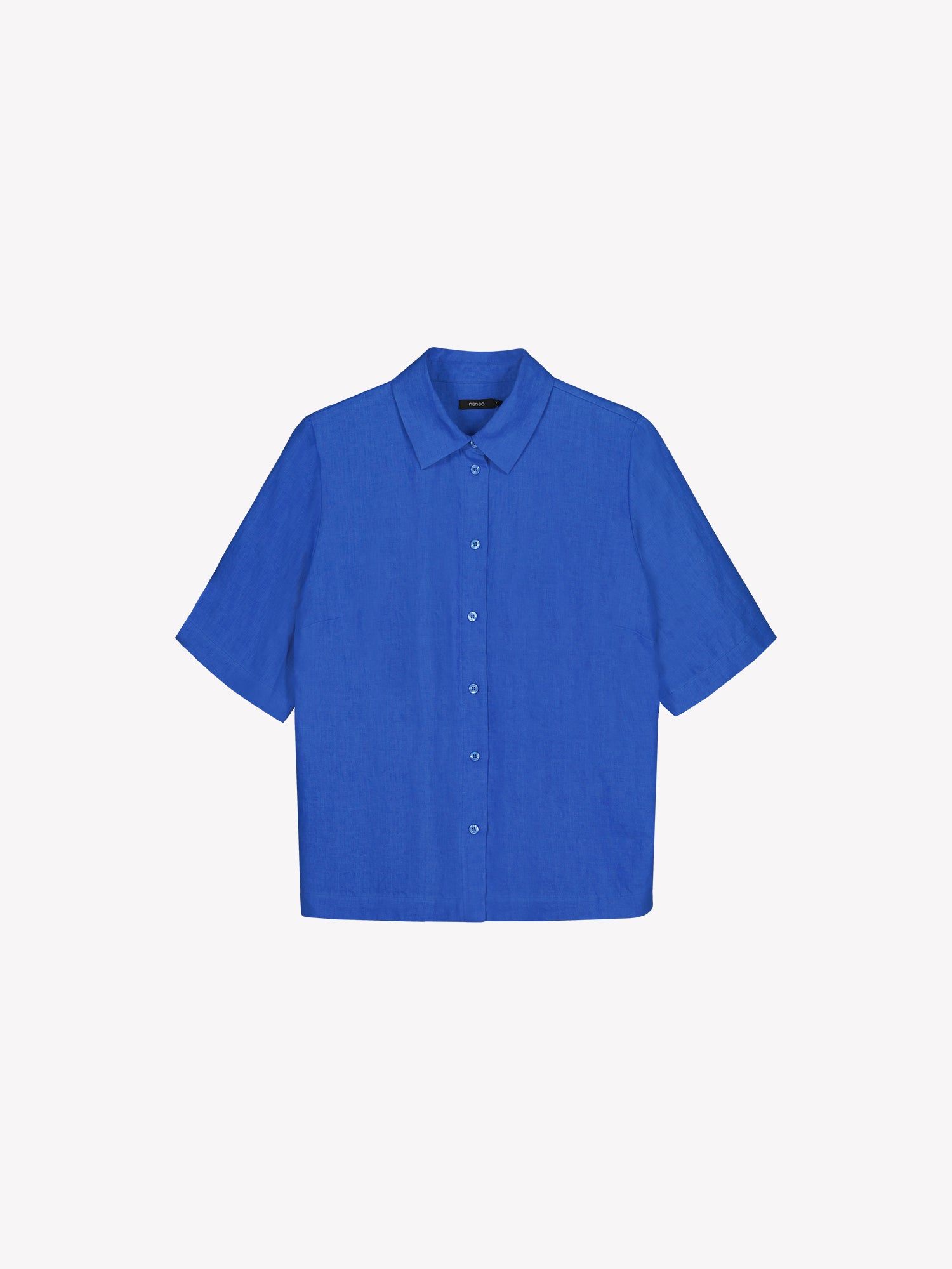 Nanso women's relaxed blue Liine linen shirt, crafted from breathable linen in a product picture