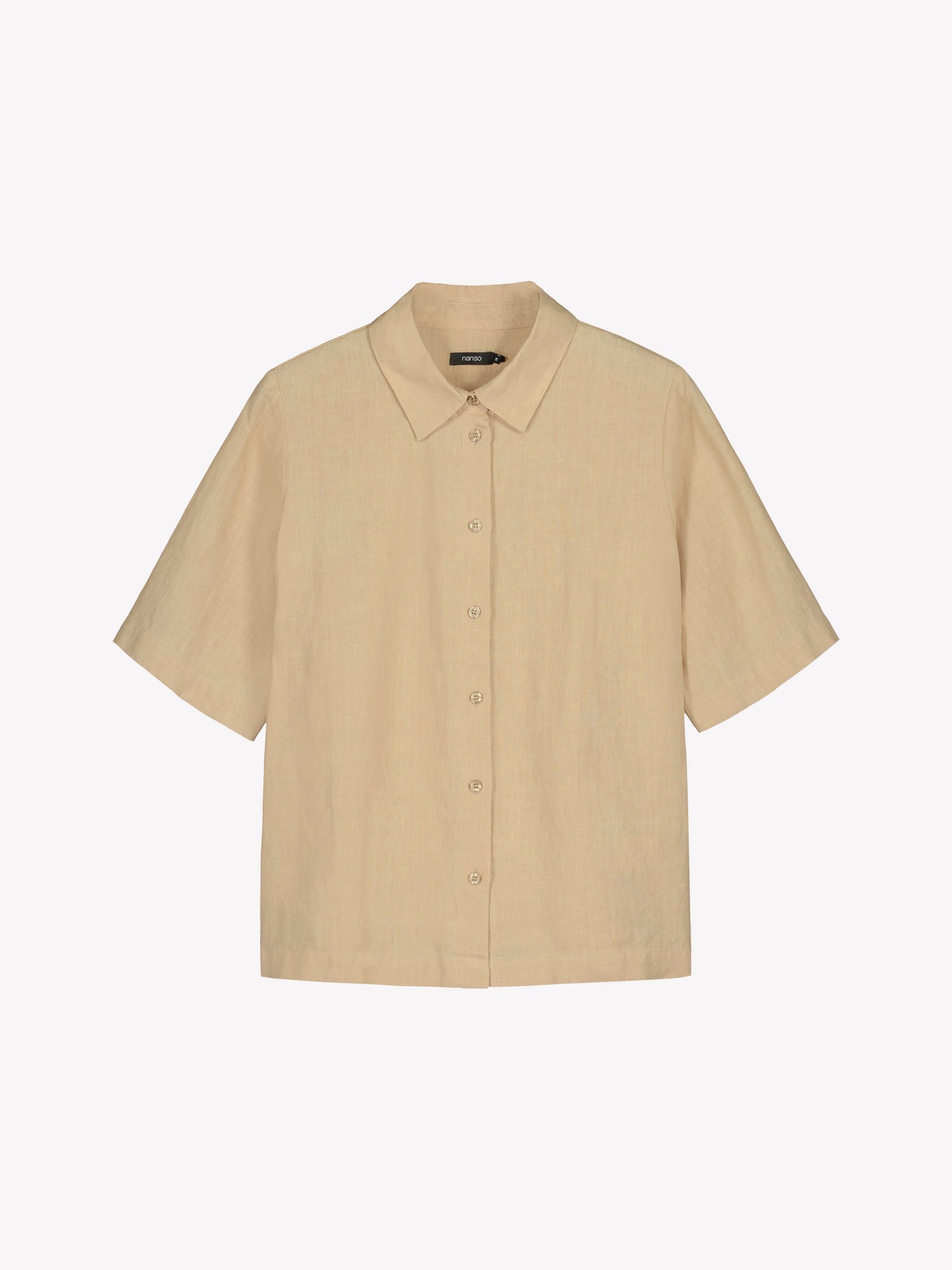Nanso women's relaxed beige Liine linen shirt, crafted from breathable linen in a product picture