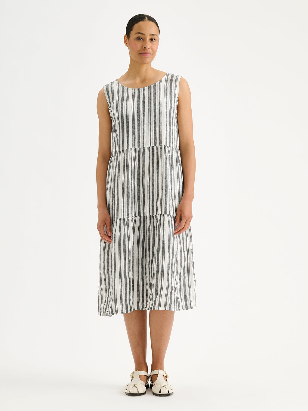 black and white linen dress REGATTA Striped - The belt is not white dresses strapless black midi dress Size:MEDIUM - 15-15.5 / 34-35