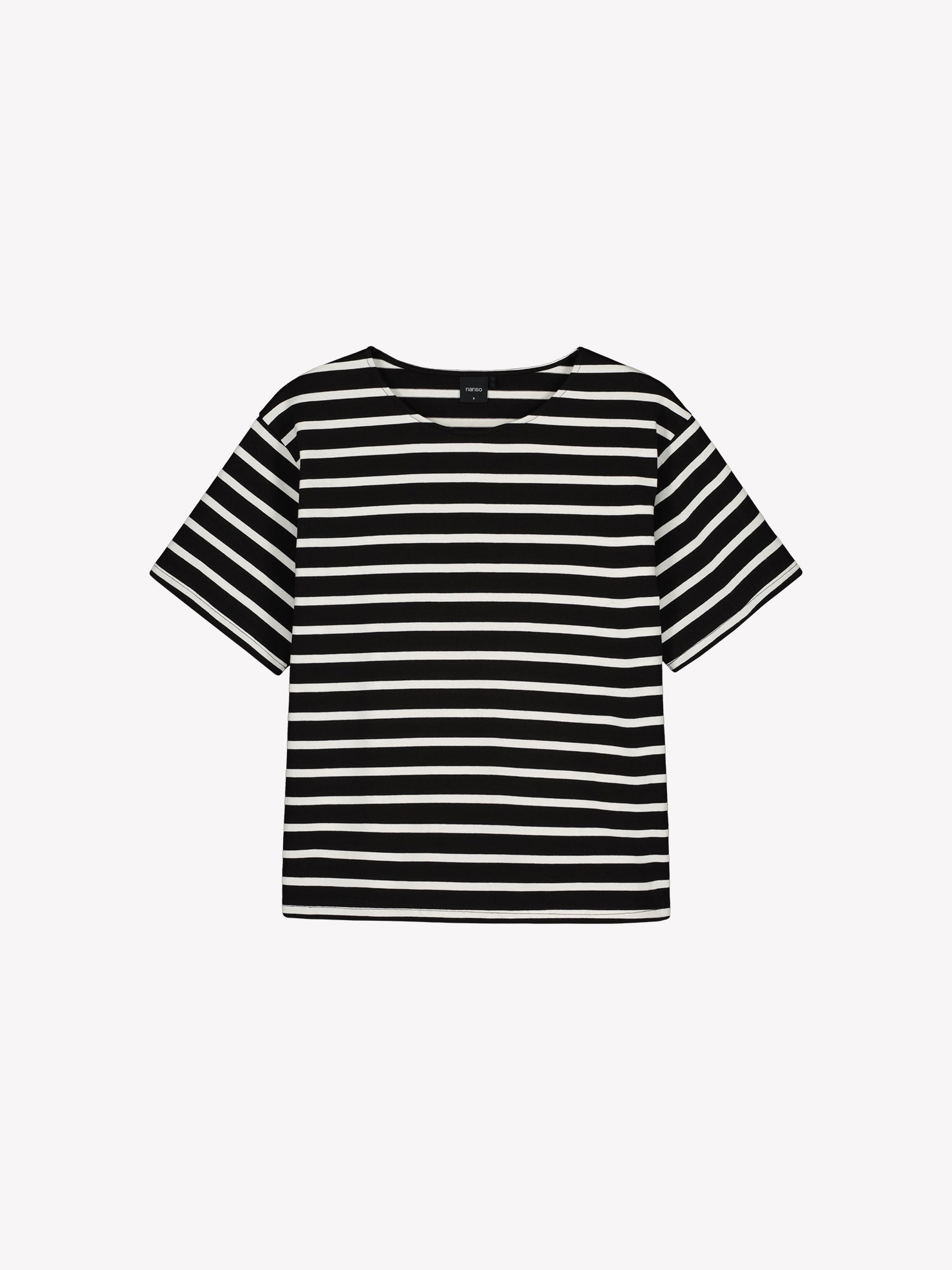 Nanso timeless black striped short-sleeved Breton T-shirt, in a product picture