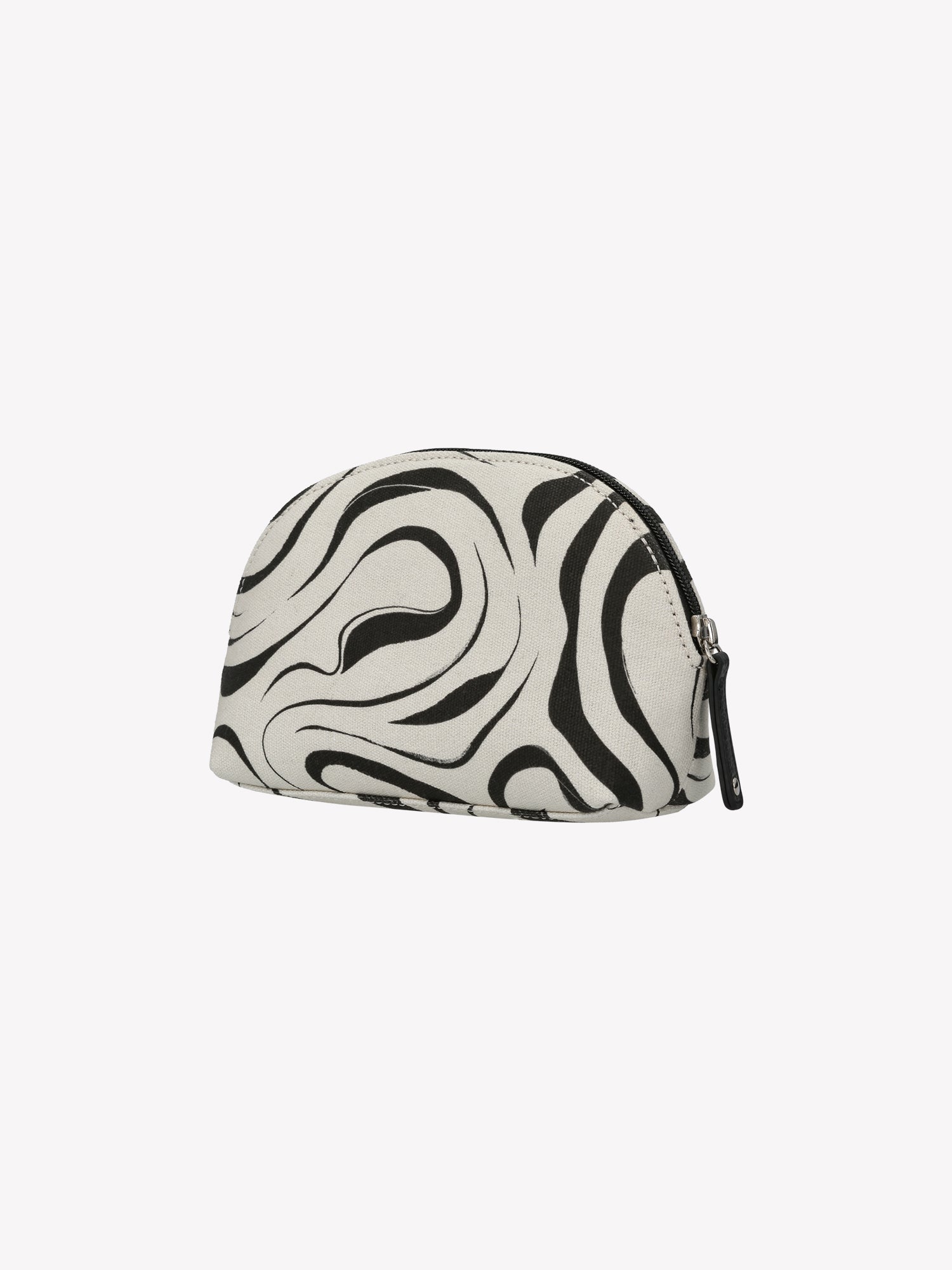 The VESI MINI Cosmetics Bag in black and white in a product picture from the back.