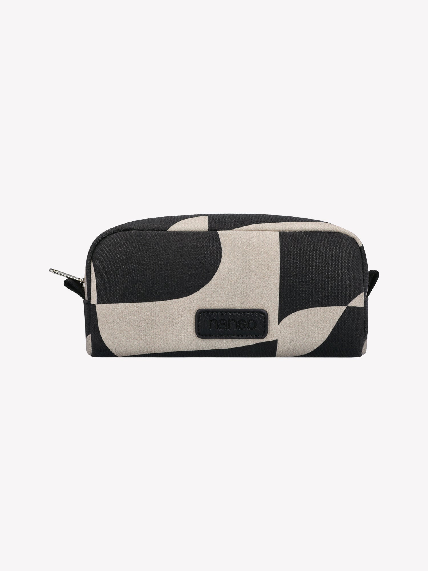 The KALLIO MINI cosmetics bag features a stylish two-tone design that combines beige and black hues, product picture