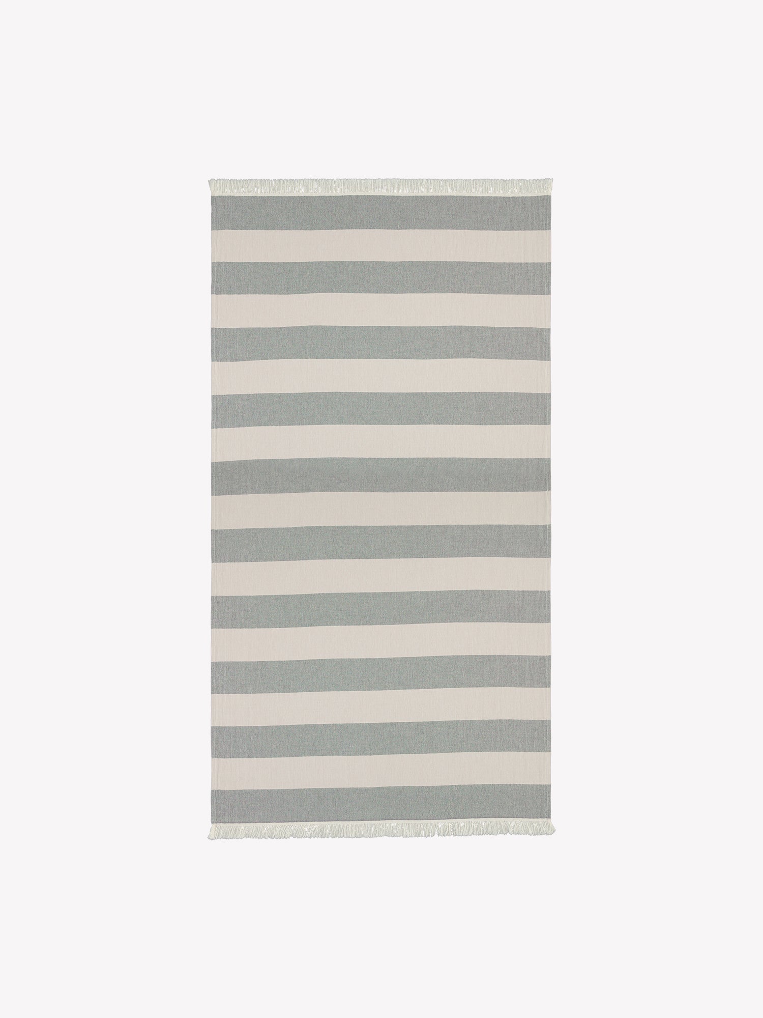 lightweight Amalfi bath towel in classic black and white in a product picture.