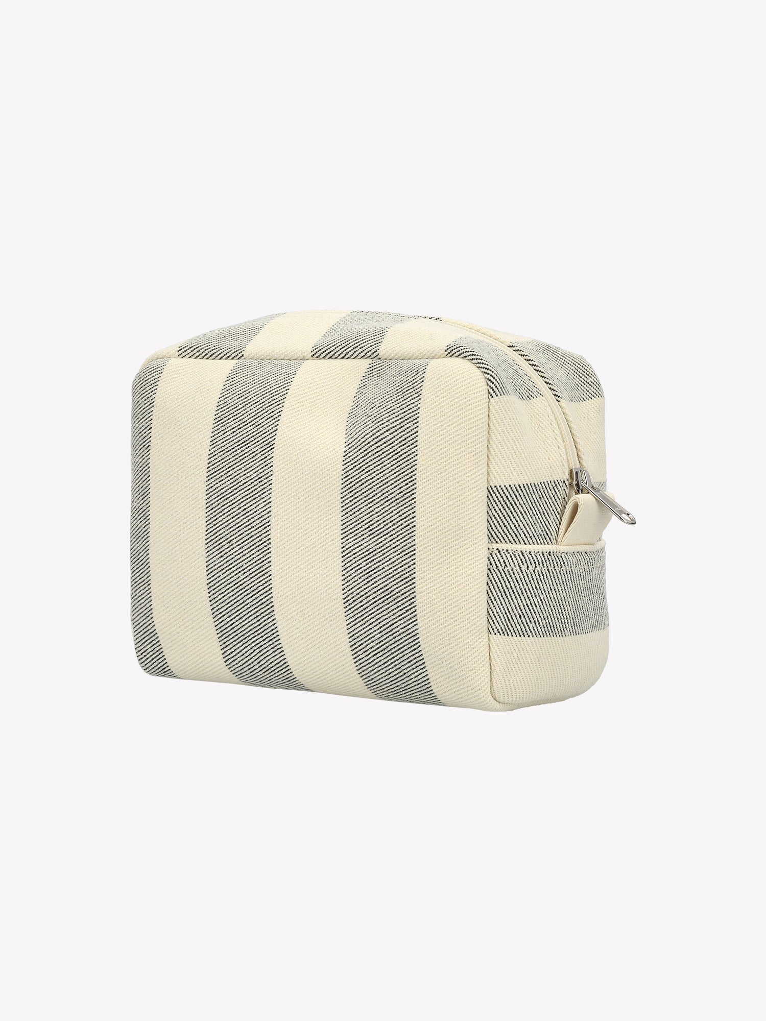 The AMALFI MINI cosmetics bag in Black and White in a product picture from the backside