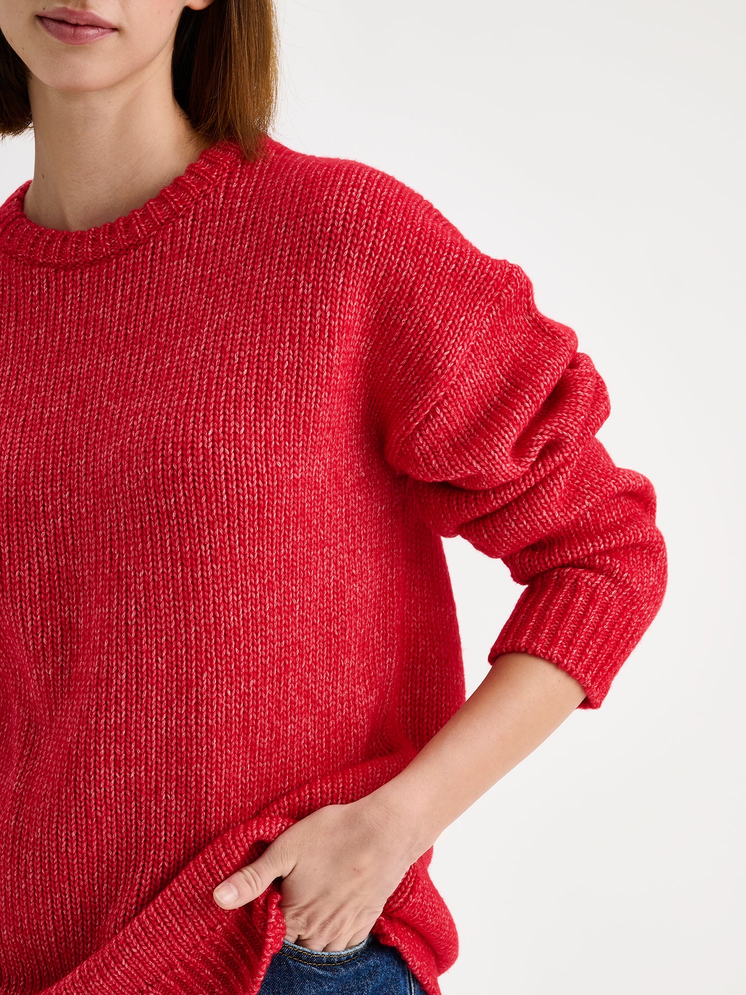 MORIKO Long-Sleeved Knit Sweater - Red | Nanso