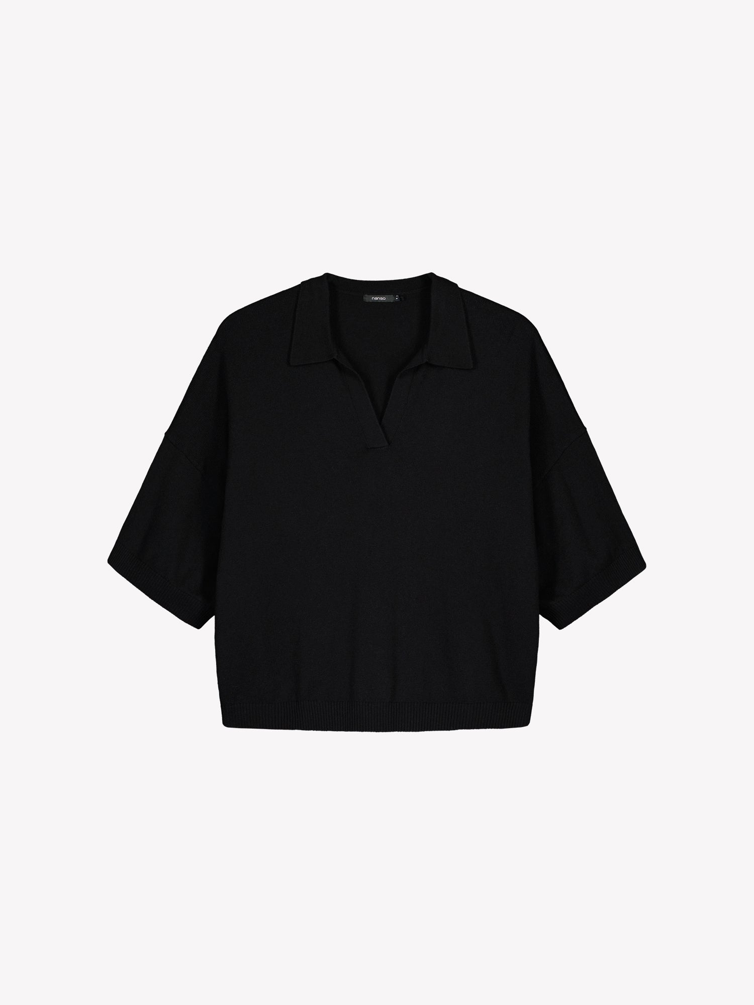 Nanso women's black, timeless Villis knit sweater with collar details, product picture