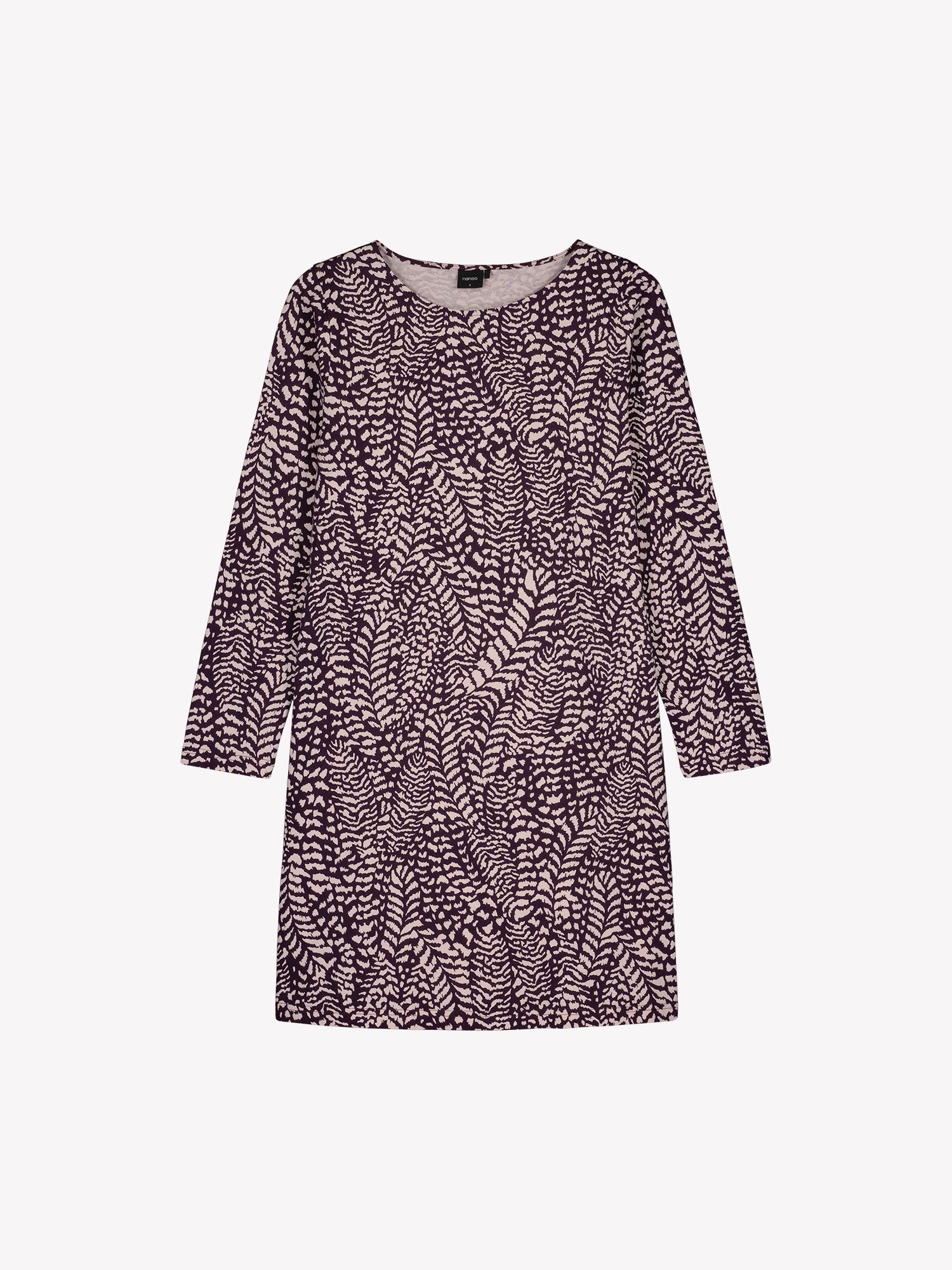Nanso women's comfortable short nightgown for women, the Fiona features an elegant two-tone pattern in violet, in a product picture