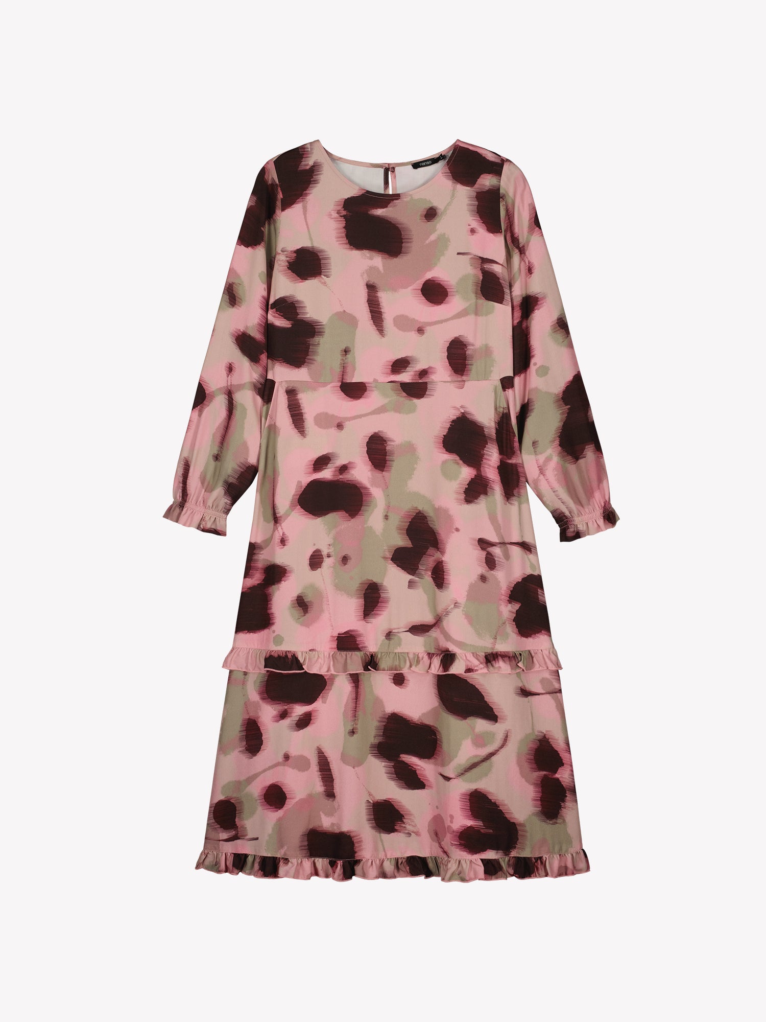 Nanso women's feminine and eye-catching Ruusu midi woven dress is adorned with a painterly print, product picture