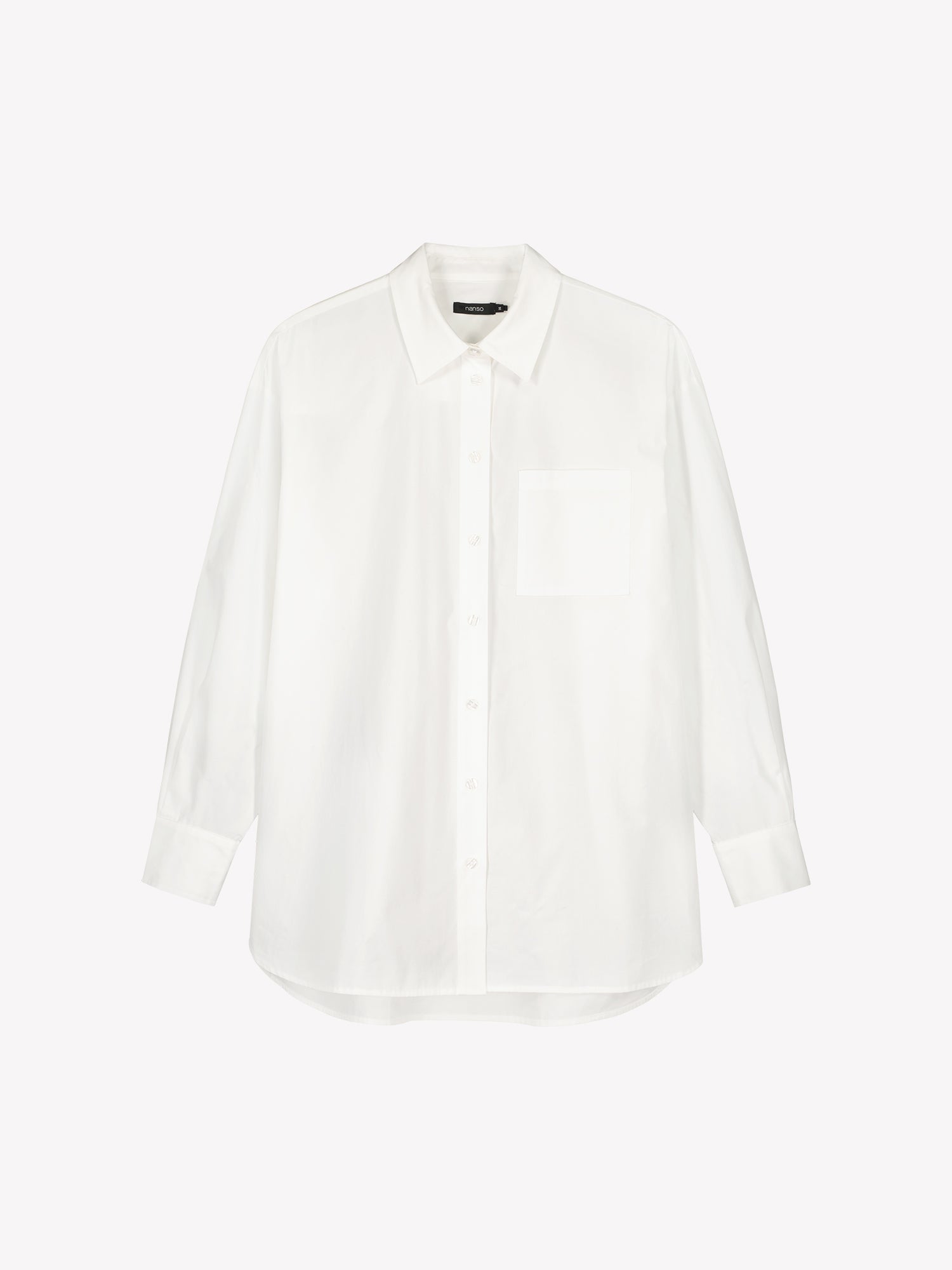 Nanso womens relaxed-fit white Sofi shirt in a product picture.