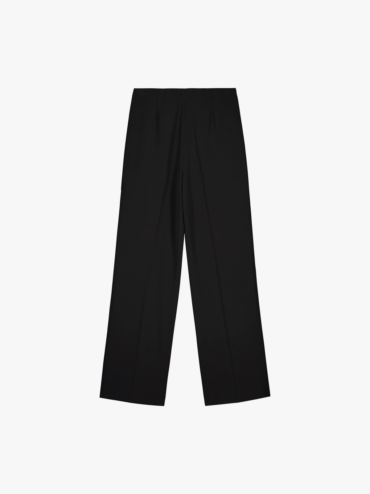 Nanso women’s black Avelia trousers with pockets and pressed creases, product picture.