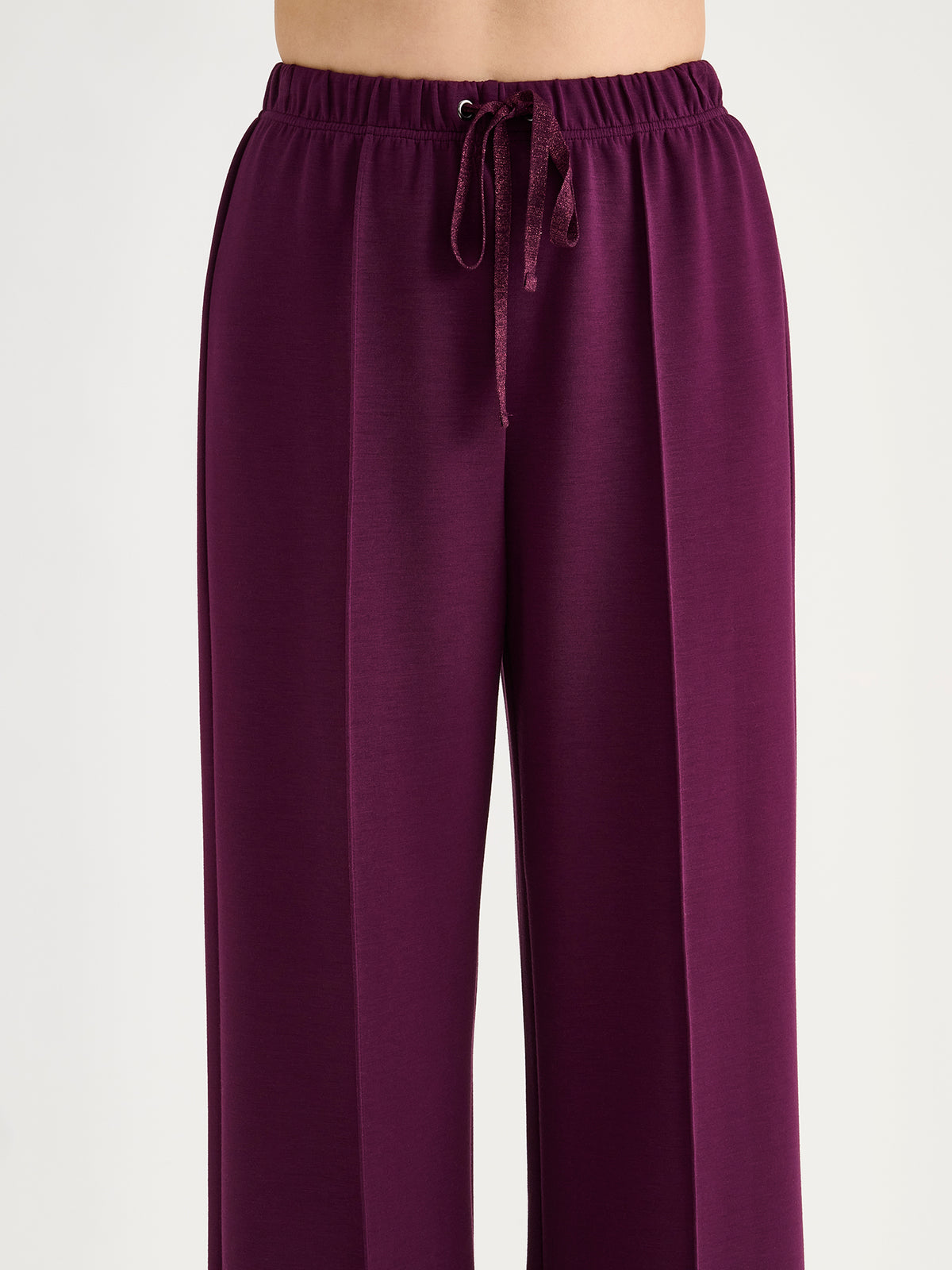 Nanso women's elegant violet toned Aurelia lounge pants with wide legs combine comfort with a polished look. 