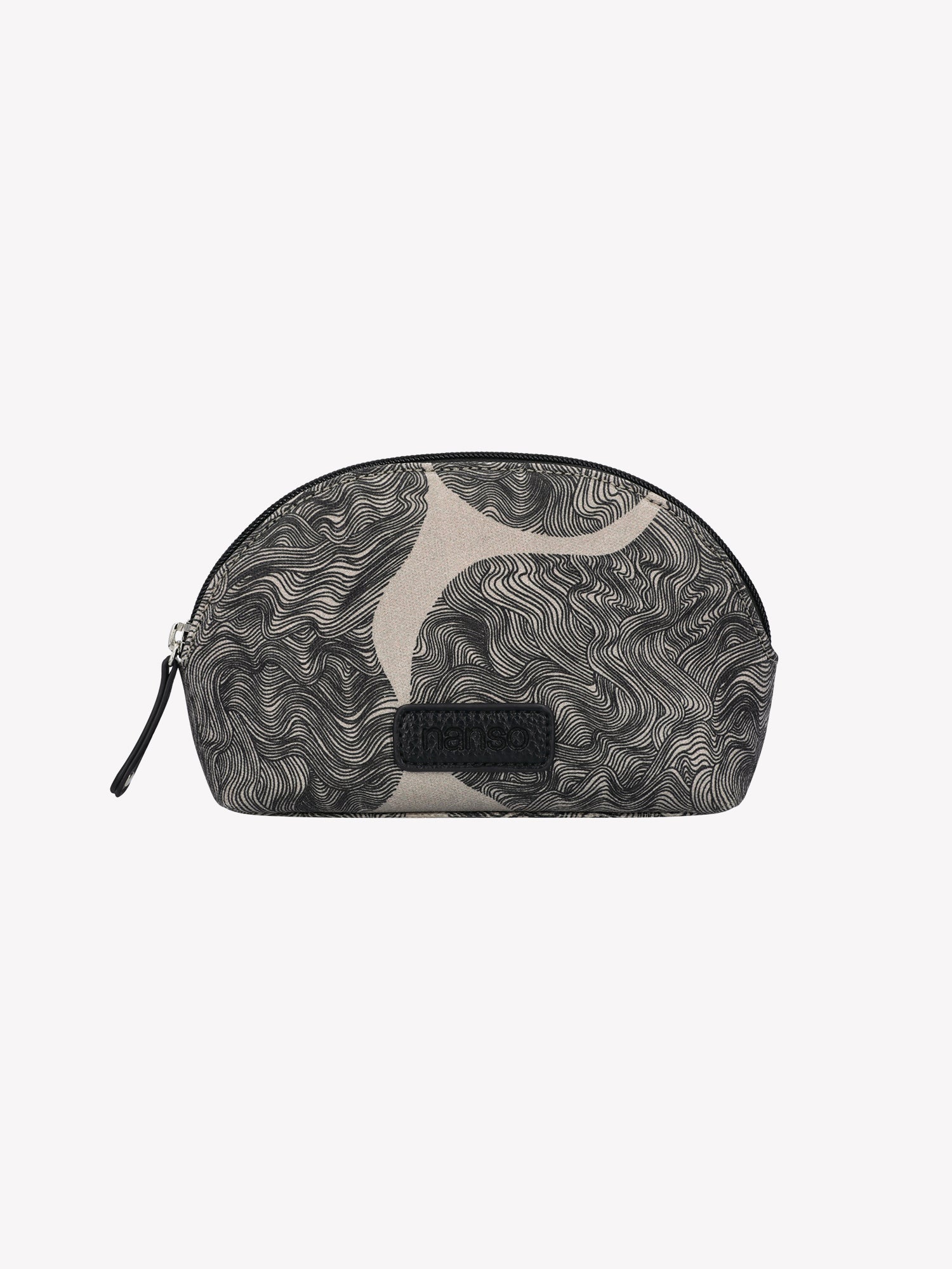 Nanso's beige-black hued Paasi mini cosmetics bag features a charming pattern, product picture