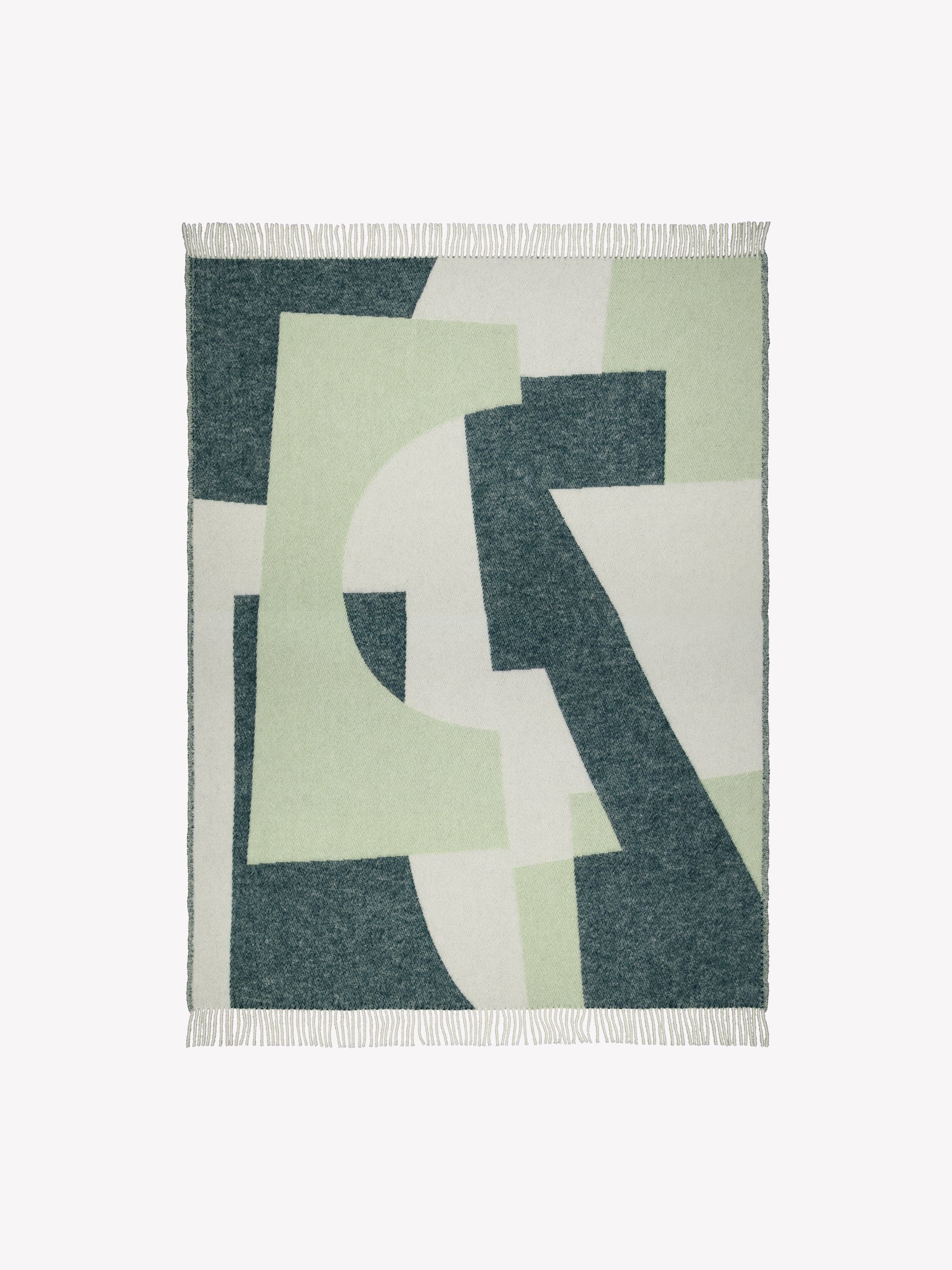 TAIDE Wool Blanket, crafted from 100% new, virgin wool in a stylish green toned design, in a product picture.