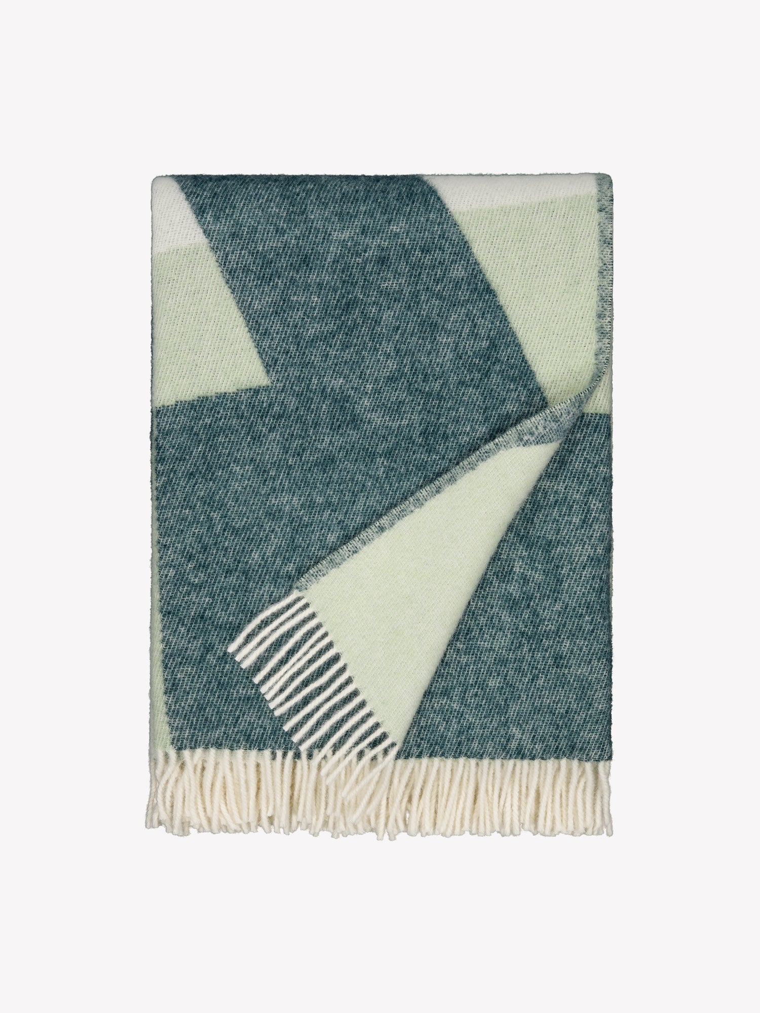 TAIDE Wool Blanket, crafted from 100% new, virgin wool in a stylish green toned design, in a product picture