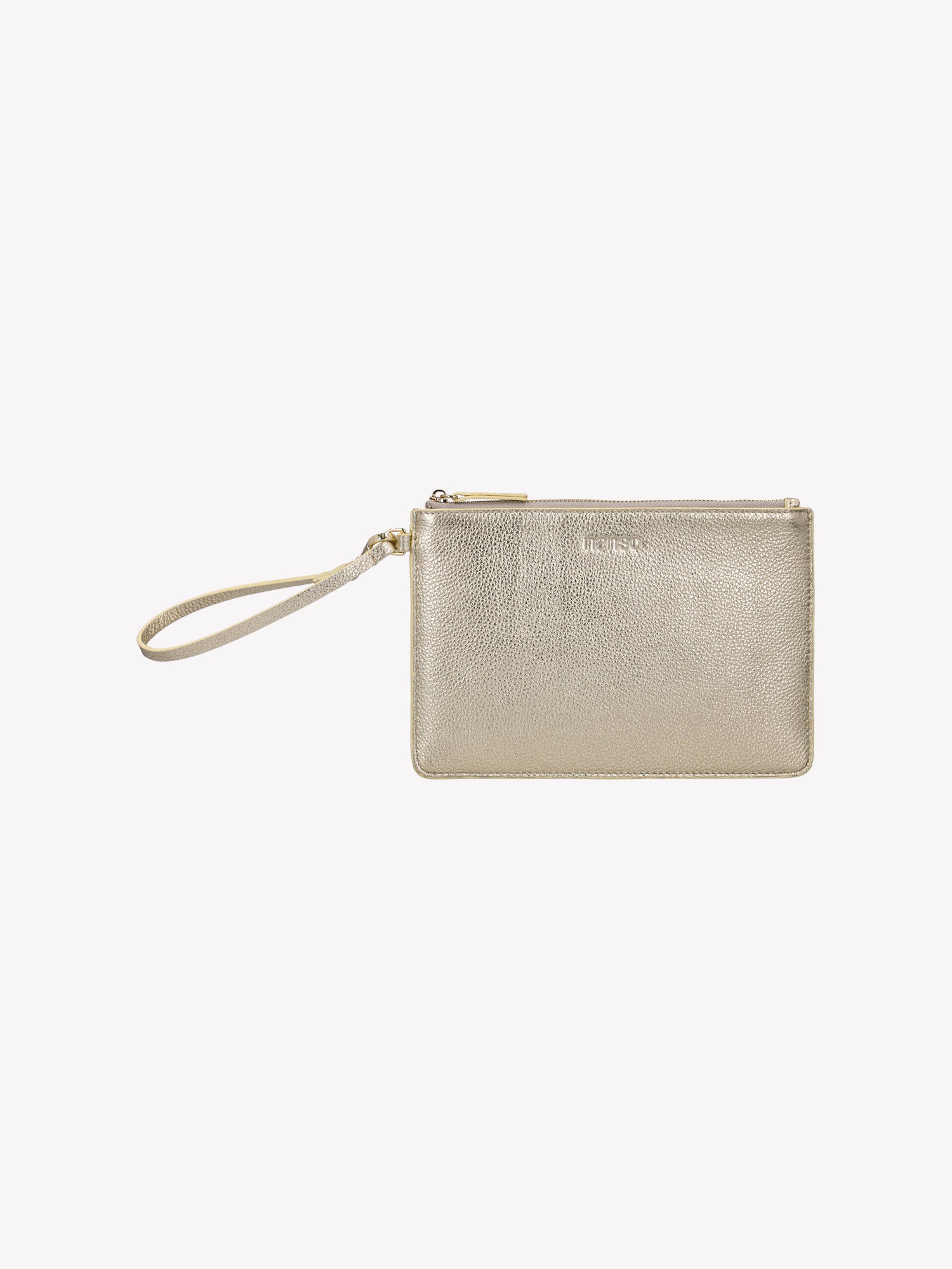Aarre is a beautifully compact, practical, and stylish wallet in gold shade that holds your essential cards and cash. Product picture from the front.