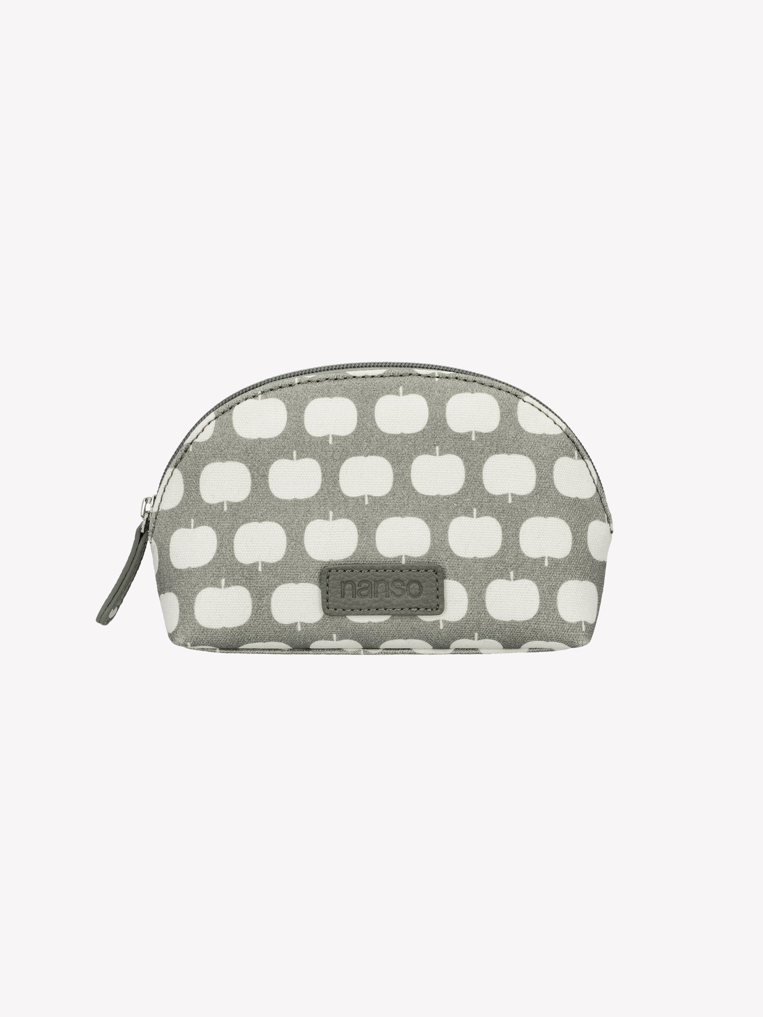 Nanso's Omppu mini cosmetics bag in Green features a charming apple pattern. In a product picture