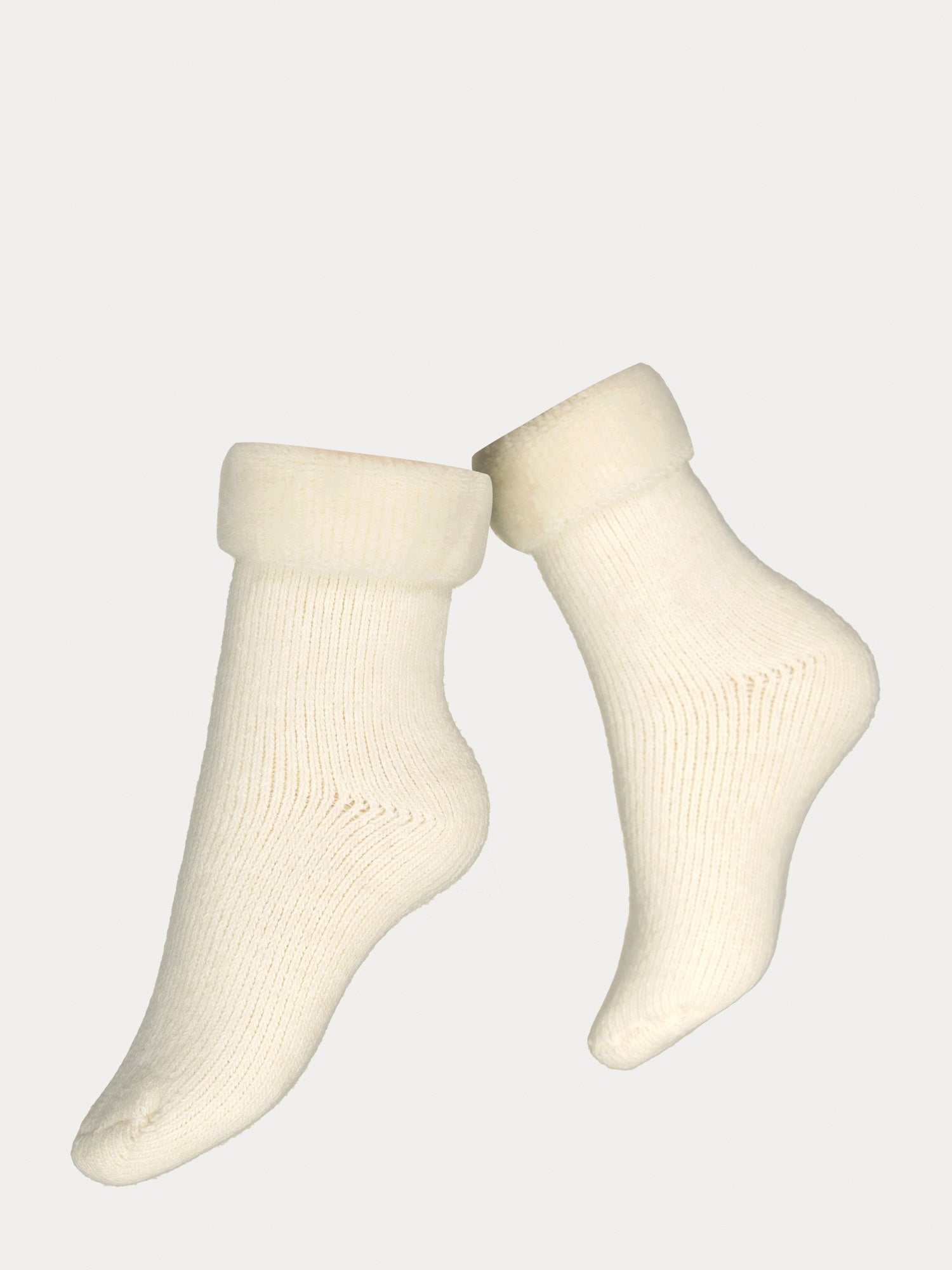 Vogue's off-white Softies ankle socks from wool blend in a product picture. They have fur inside.