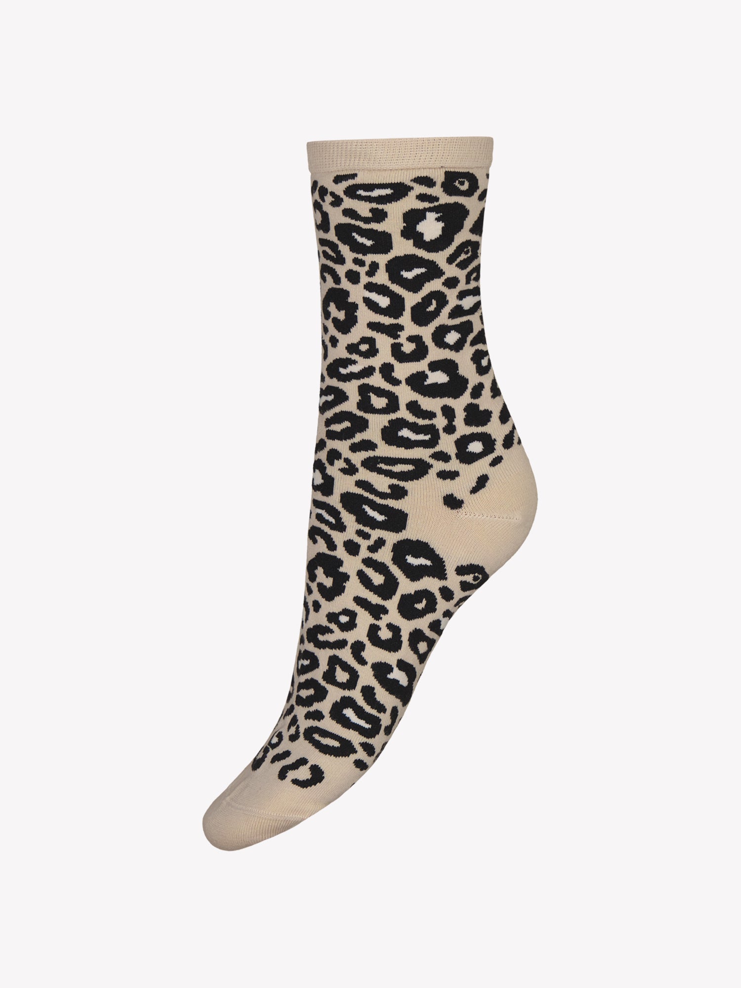 Vogue's Leo ankle socks with a brown and black leopard pattern in a product picture.