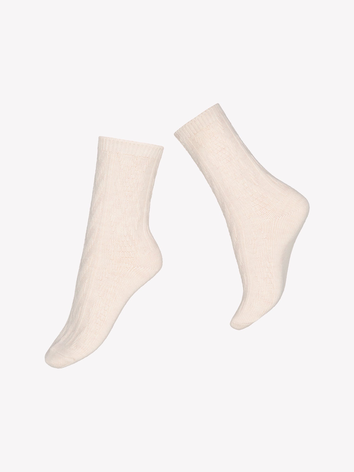 Vogue's soft light ecru toned wool blend socks with a beautiful cable knit pattern, product picture