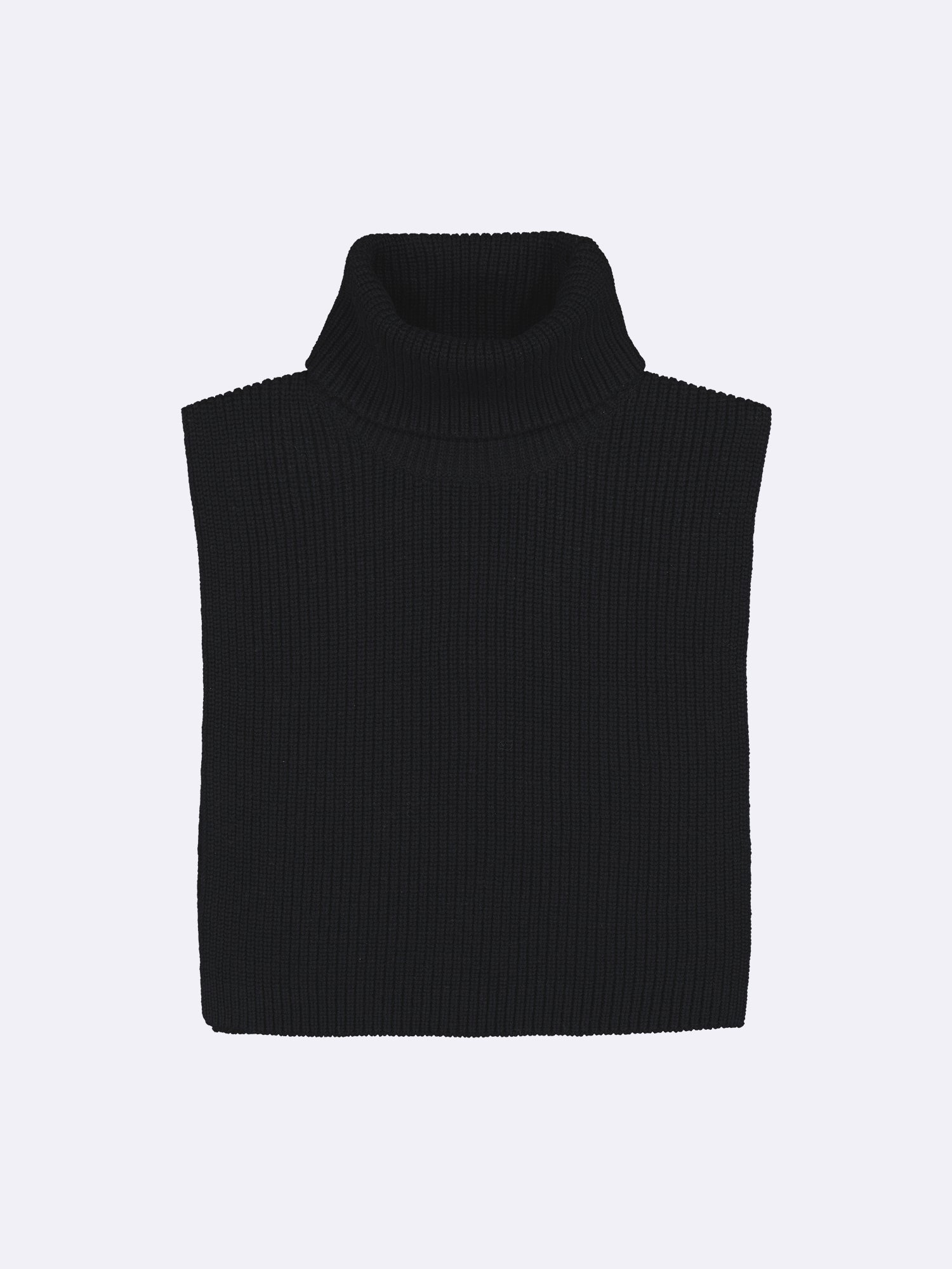 Women's black Utu turtle scarf is crafted from a comfortable patent knit and features a foldable turtle collar. 