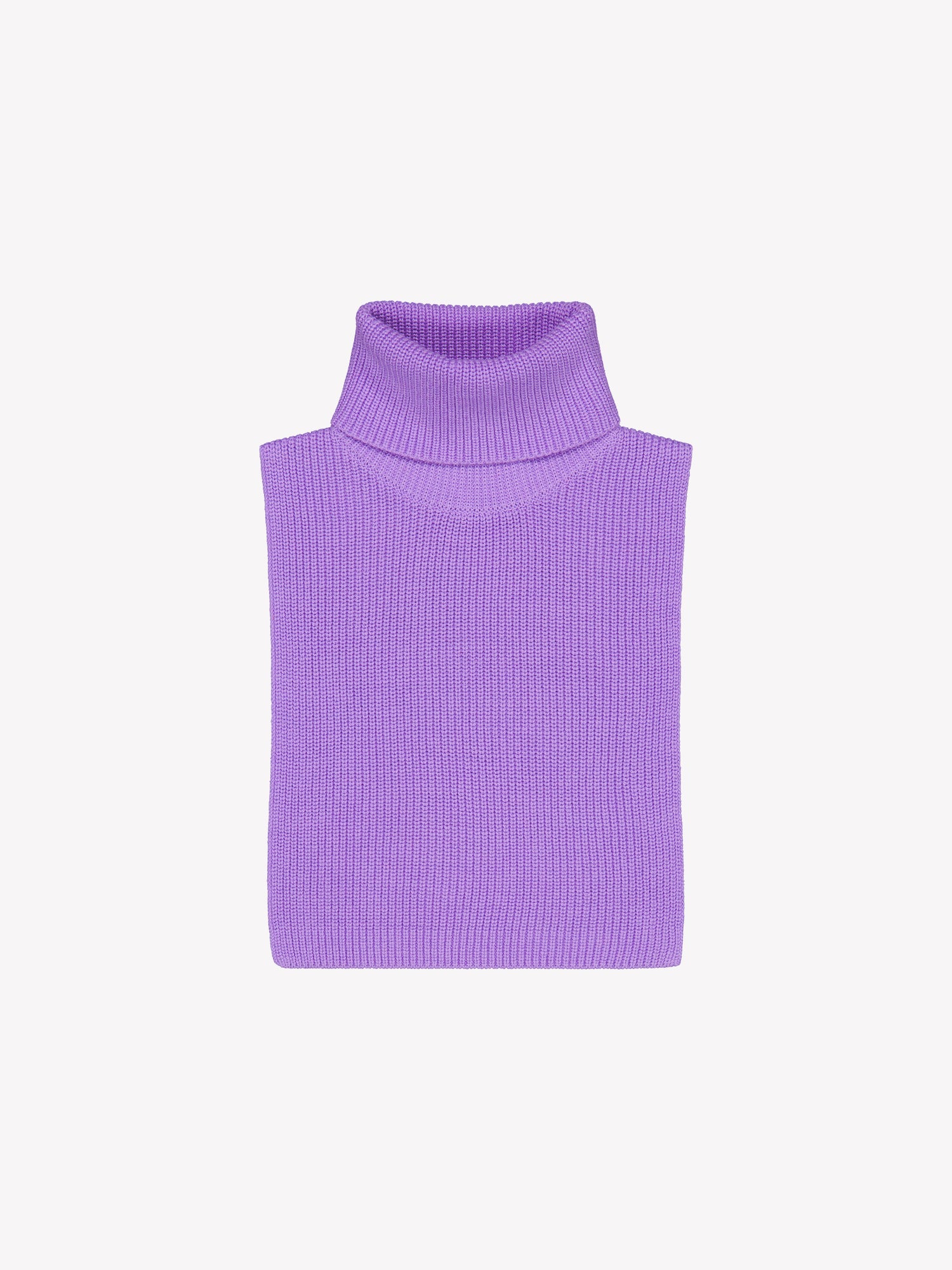 Women's lilac Utu turtle scarf is crafted from a comfortable patent knit and features a foldable turtle collar.
