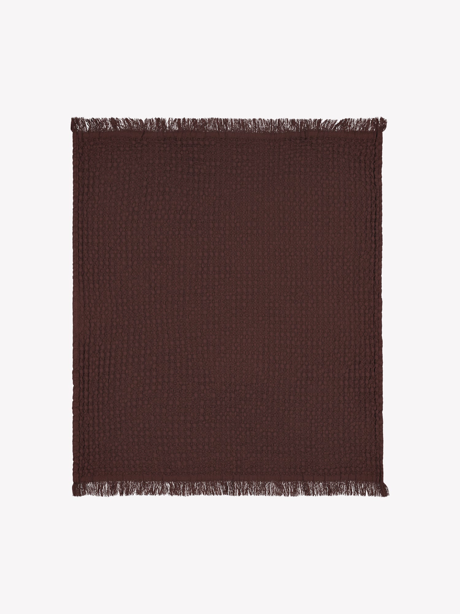 Vohveli hand towel in brown made from waffle fabric open