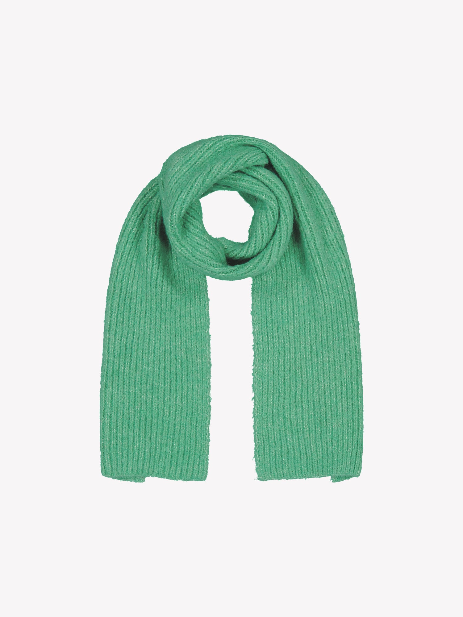 Nanso's soft and warm  green Usva scarf for women features a ribbed knit design.