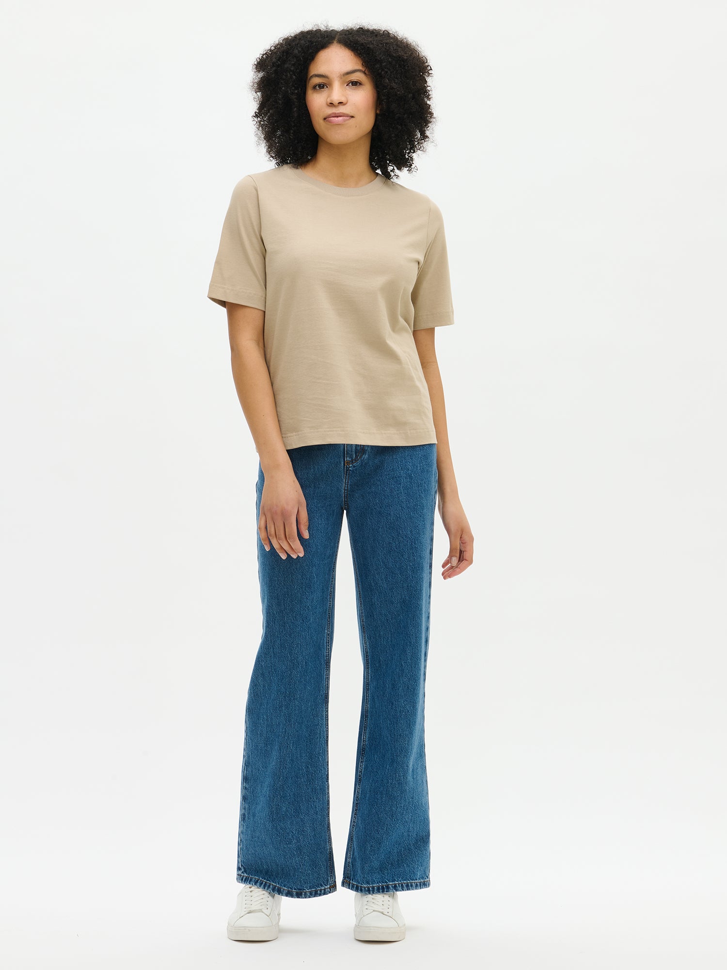 Nanso's high-quality beige NORMI T-Shirt for women. From the front